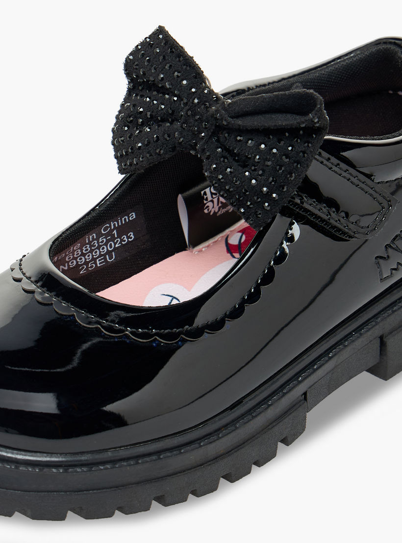 حذاء مدرسي بزينة فيونكة وشريط إغلاق لاصق للبنات من ديزني-girls-shoes-schoolshoes-image-8