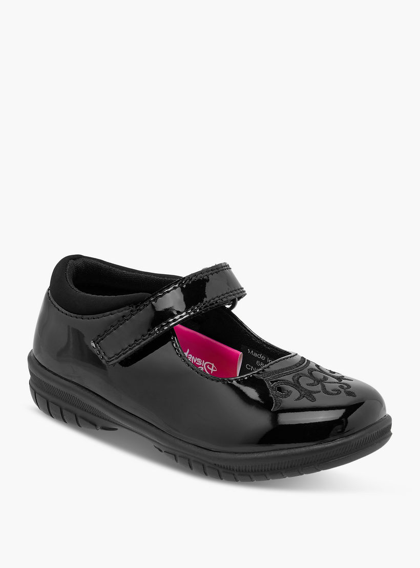 حذاء ماري جين مدرسي مطرز مع شريط إغلاق من ديزني-girls-shoes-maryjanes-image-2