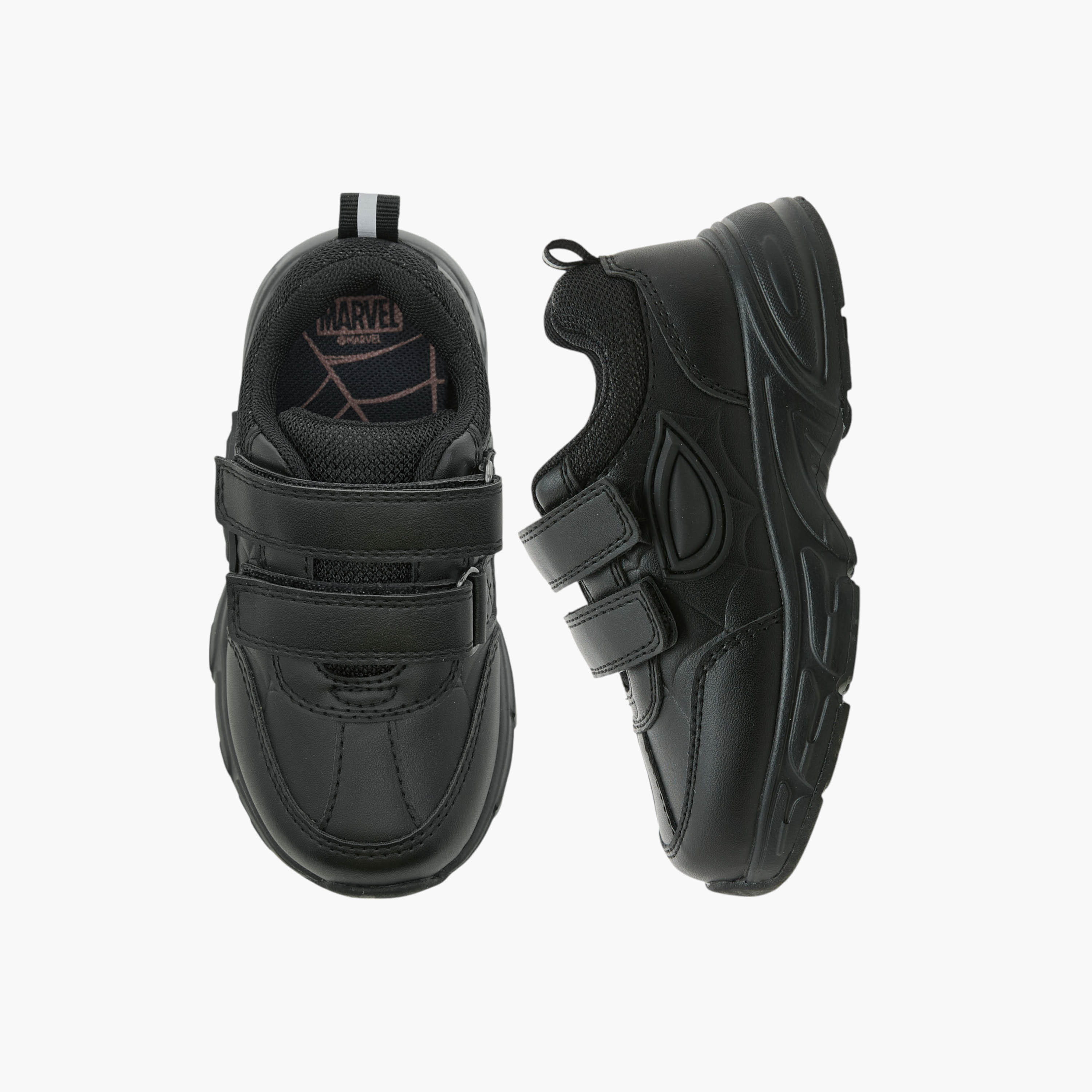 Marvel Panelled School Shoes with Hook and Loop Closure-boys-shoes-schoolshoes-image-1