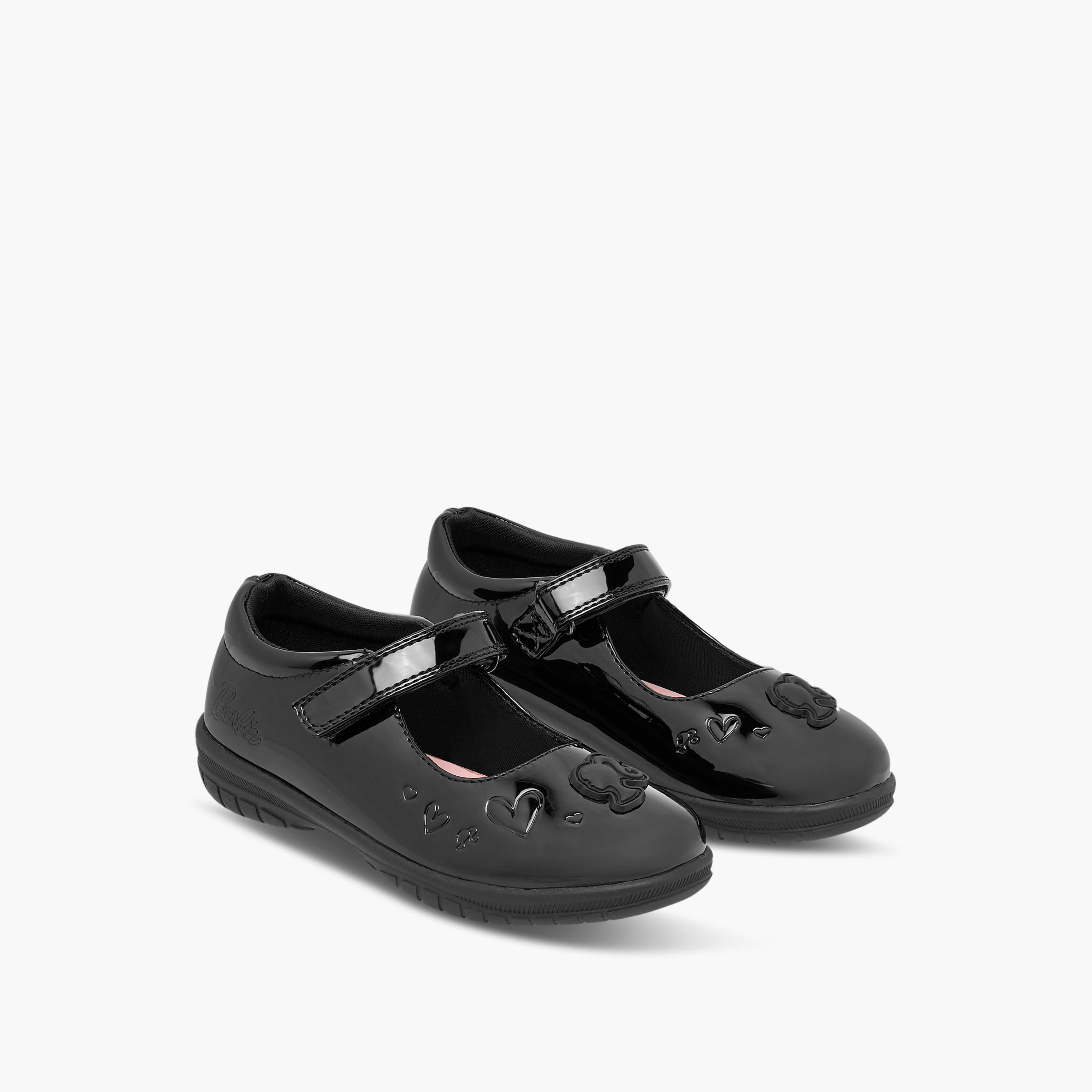 Barbie Embossed Mary Jane School Shoes with Hook and Loop Closure-girls-shoes-schoolshoes-image-1