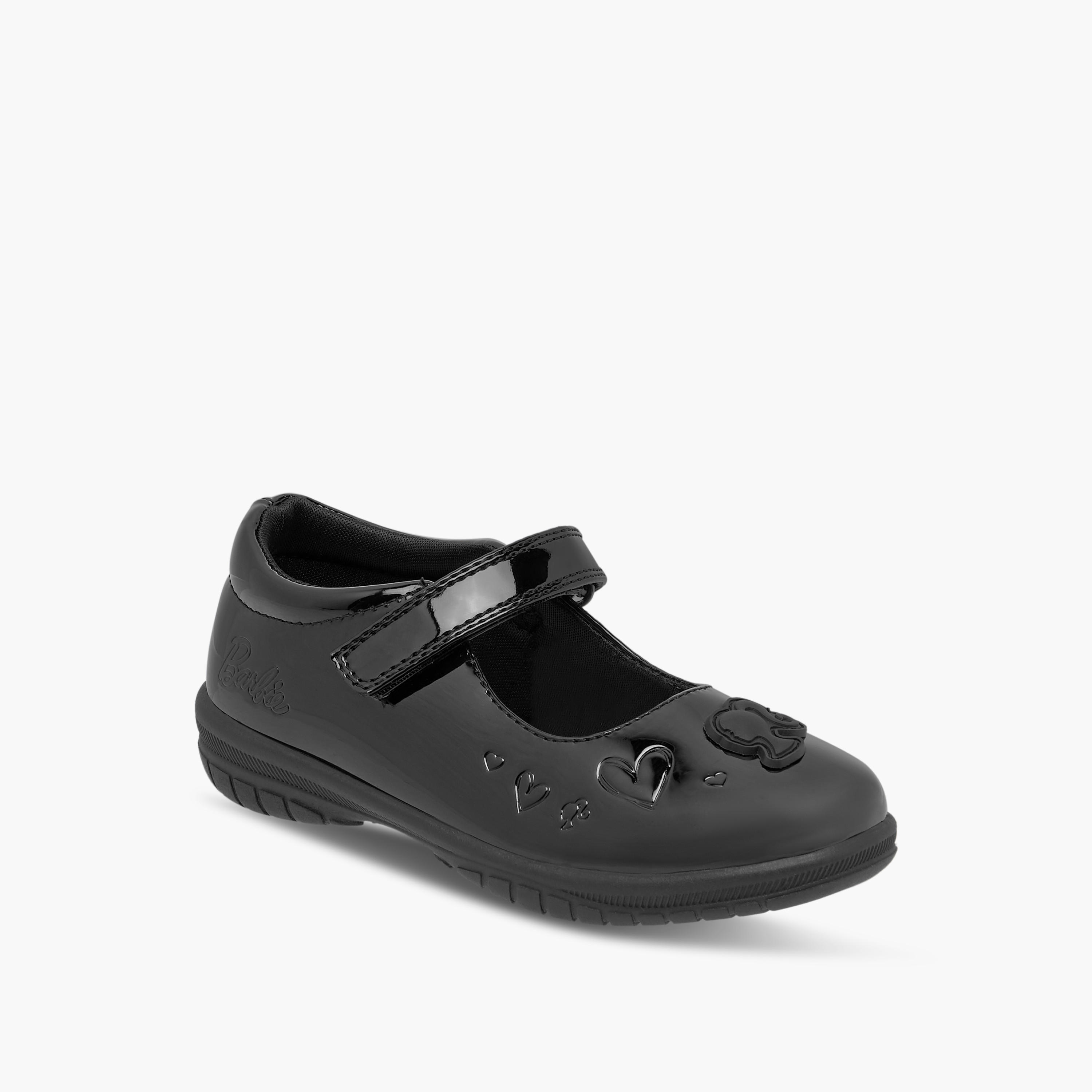 Barbie Embossed Mary Jane School Shoes with Hook and Loop Closure-girls-shoes-schoolshoes-image-2