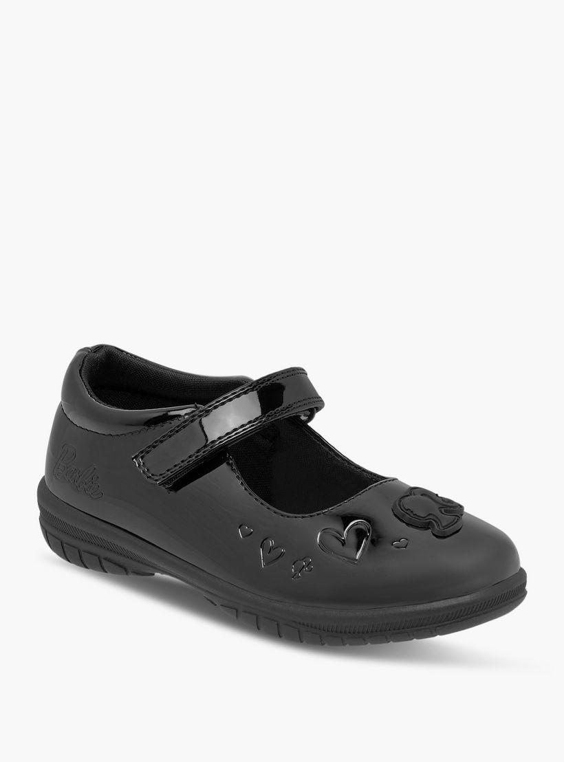 Barbie Embossed Mary Jane School Shoes with Hook and Loop Closure-girls-shoes-schoolshoes-image-2
