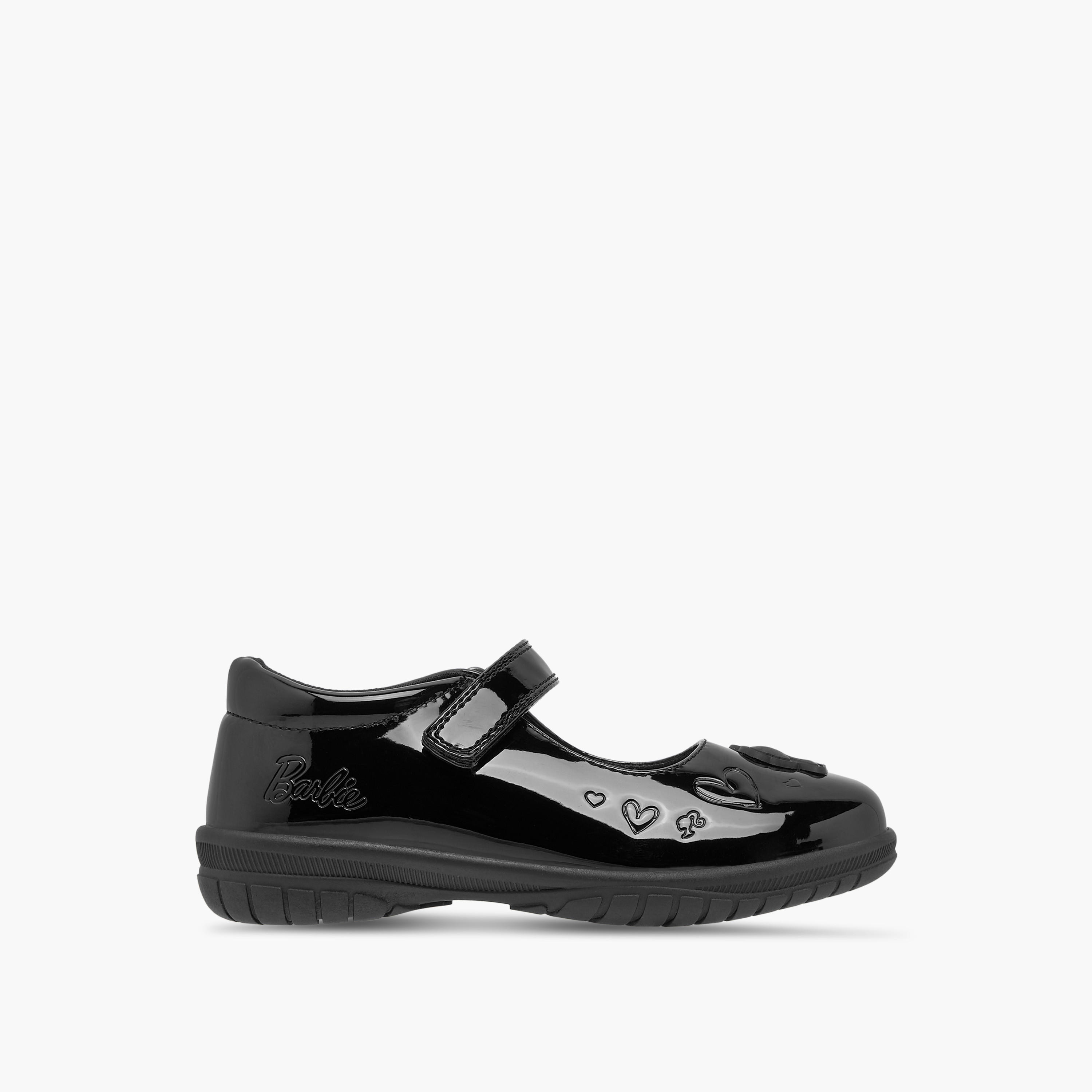 Barbie Embossed Mary Jane School Shoes with Hook and Loop Closure-girls-shoes-schoolshoes-image-3