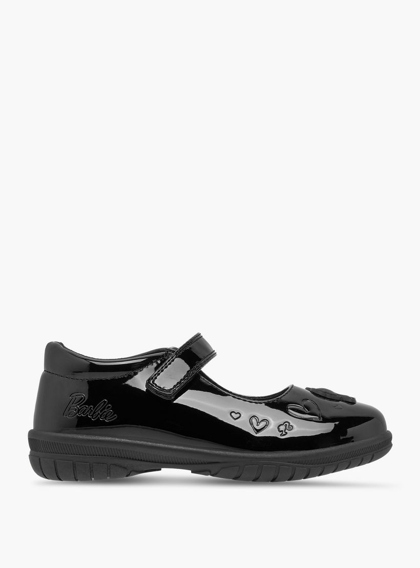 Barbie Embossed Mary Jane School Shoes with Hook and Loop Closure-girls-shoes-schoolshoes-image-3