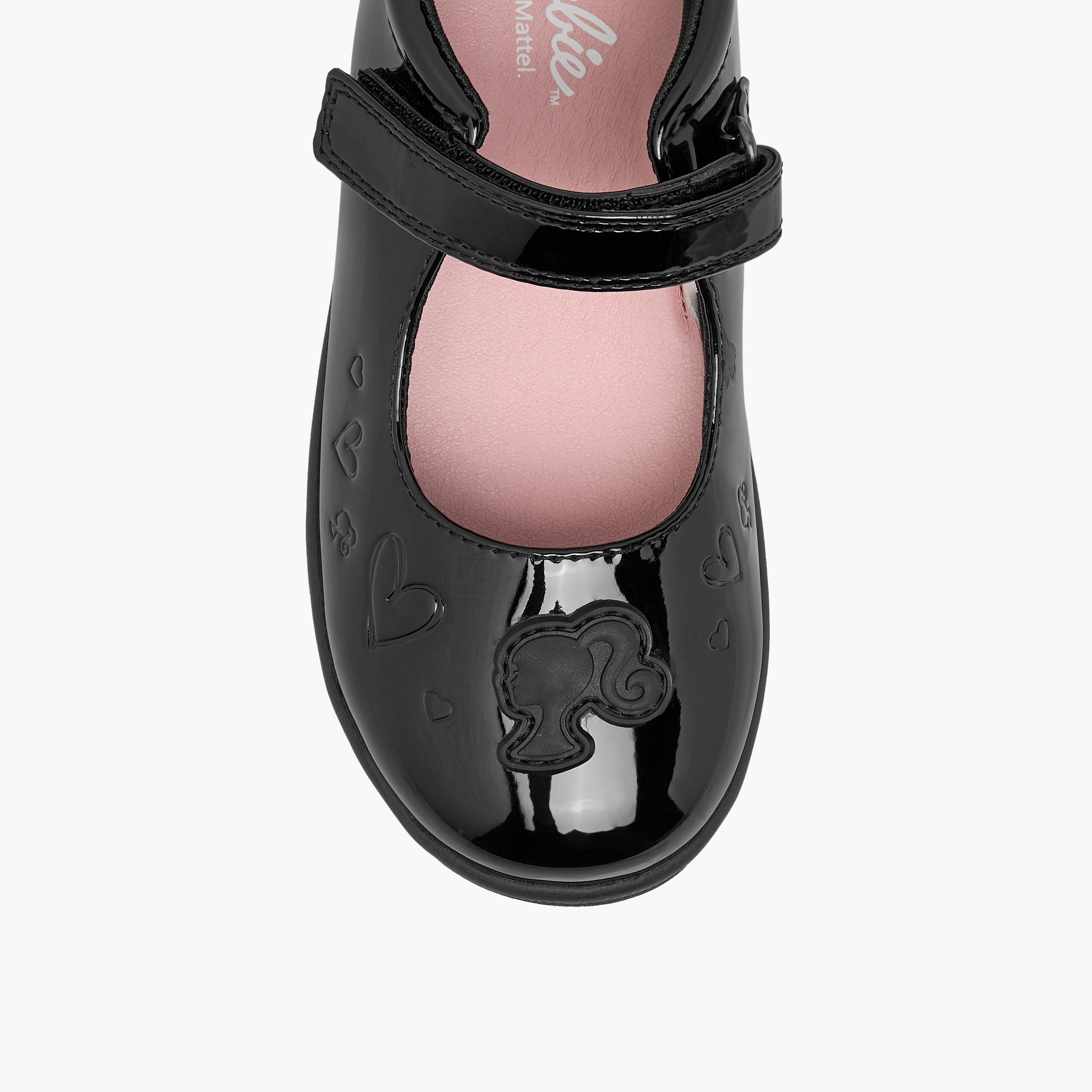 Barbie Embossed Mary Jane School Shoes with Hook and Loop Closure-girls-shoes-schoolshoes-image-4