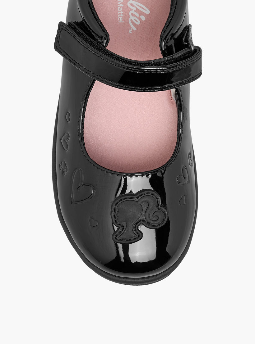 Barbie Embossed Mary Jane School Shoes with Hook and Loop Closure-girls-shoes-schoolshoes-image-4