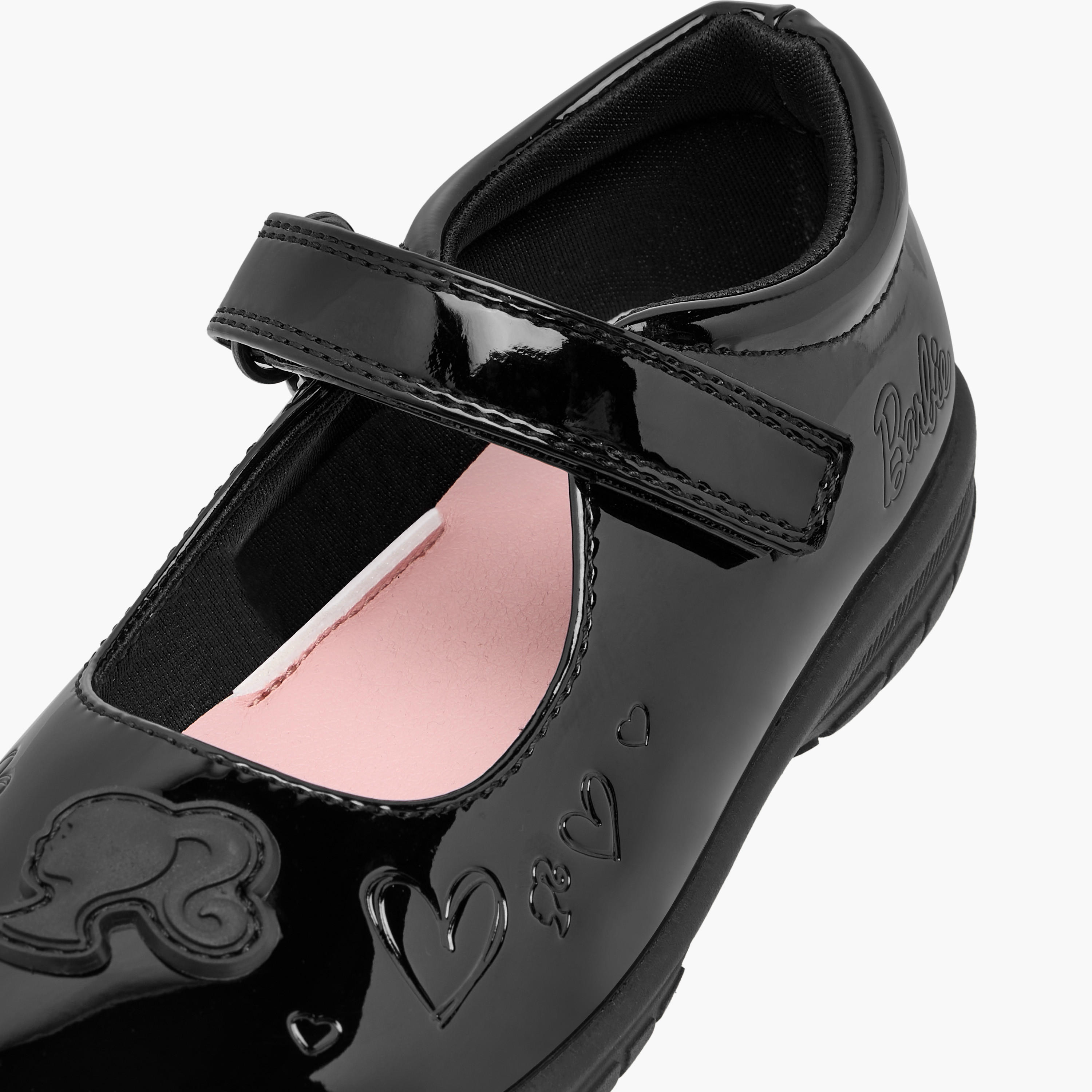 Barbie Embossed Mary Jane School Shoes with Hook and Loop Closure-girls-shoes-schoolshoes-image-6