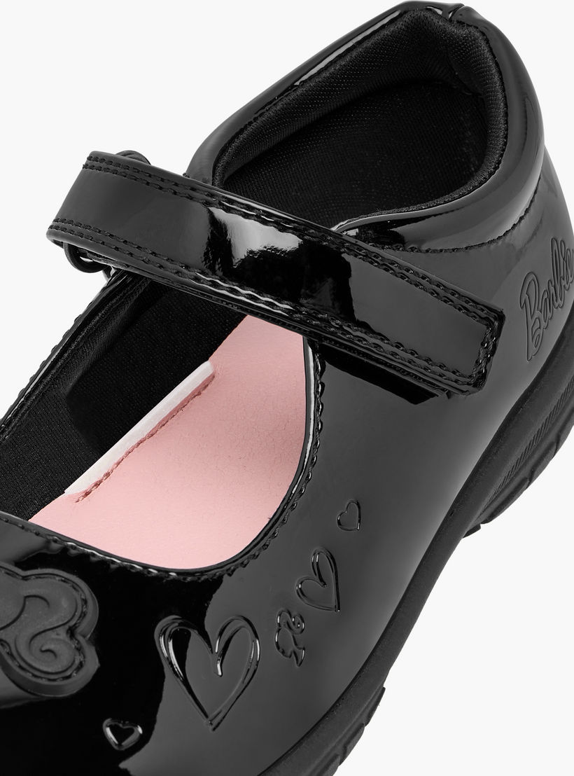 Barbie Embossed Mary Jane School Shoes with Hook and Loop Closure-girls-shoes-schoolshoes-image-6
