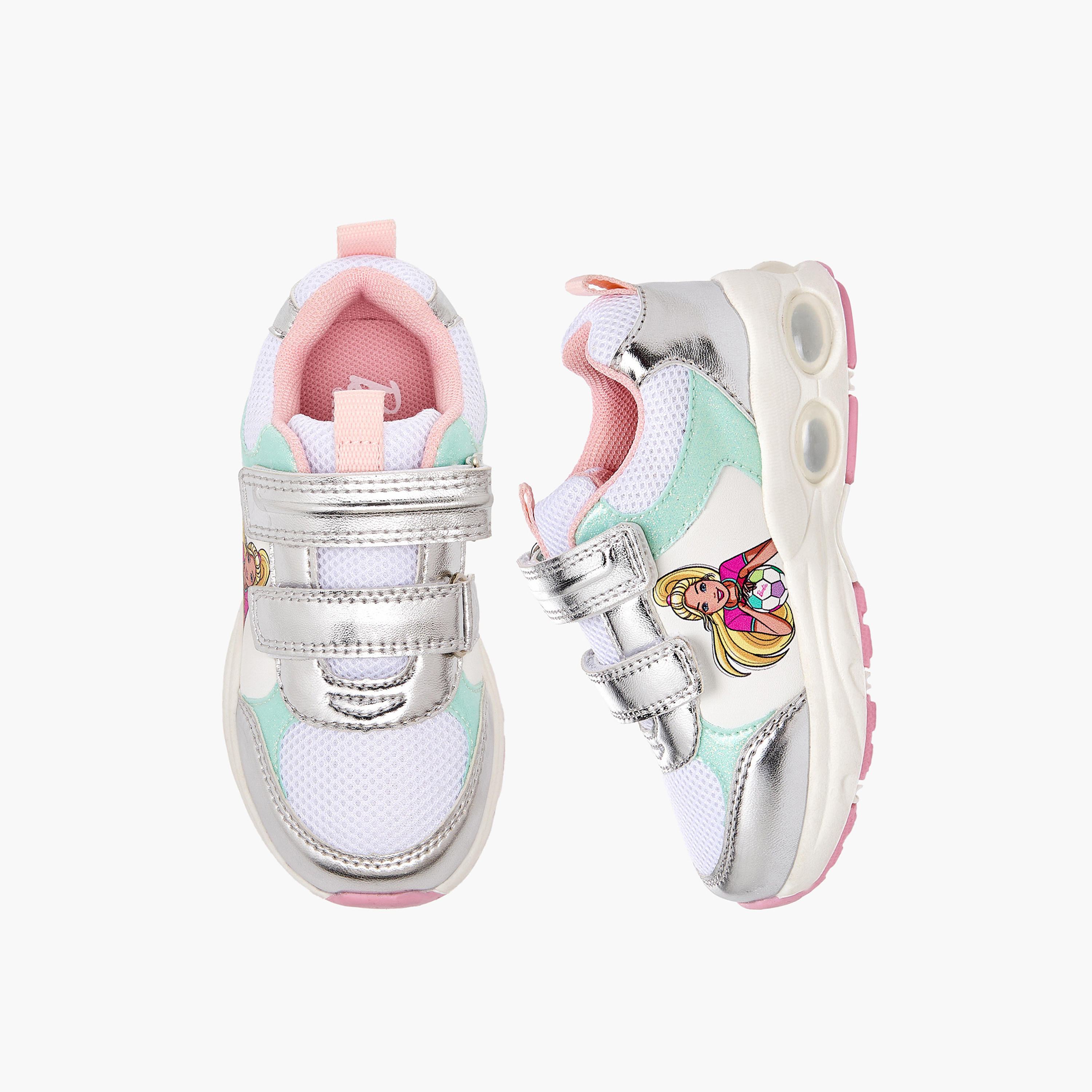 Barbie Girls Hook & Loop Light-Up Ankle Sneakers-girls-shoes-sneakers-image-1
