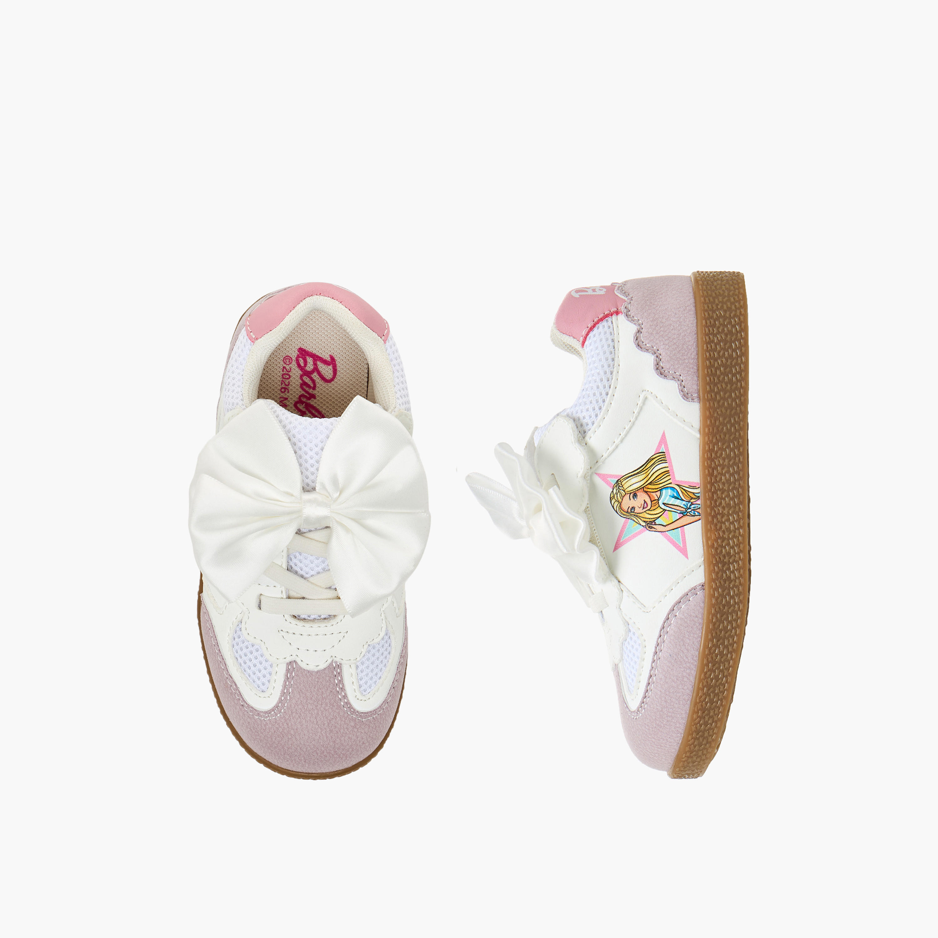 حذاء سنيكرز برقبة كاحل بشريط إغلاق لاصق للبنات من باربي-girls-shoes-sneakers-image-1