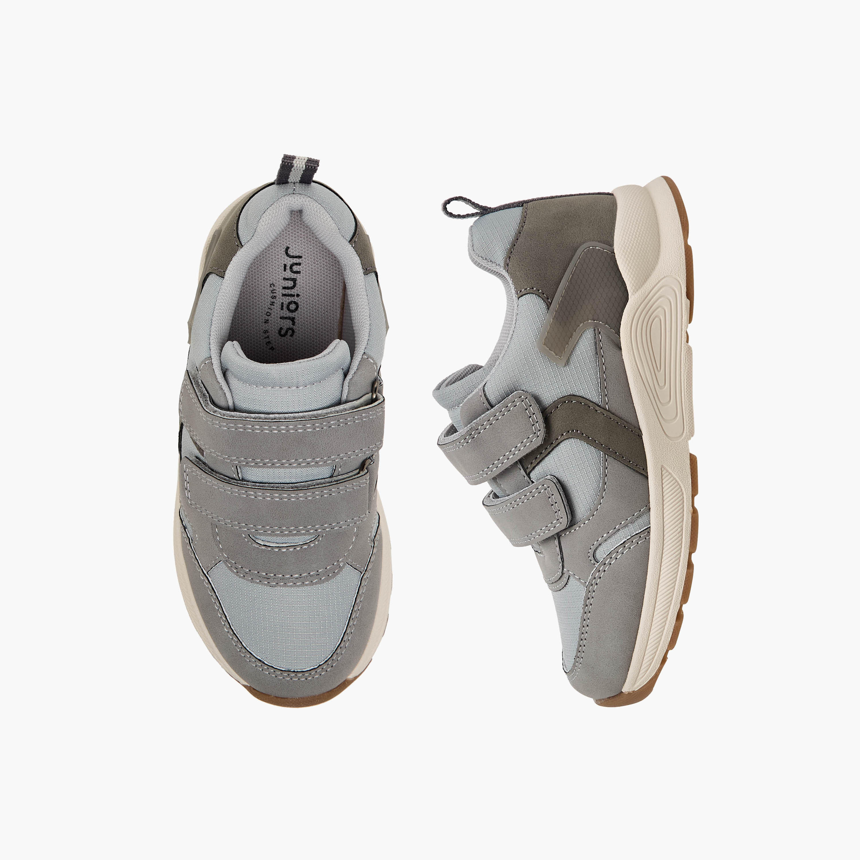 Juniors Kids Panelled Sneakers with Hook and Loop Closure-boys-shoes-schoolshoes-image-1