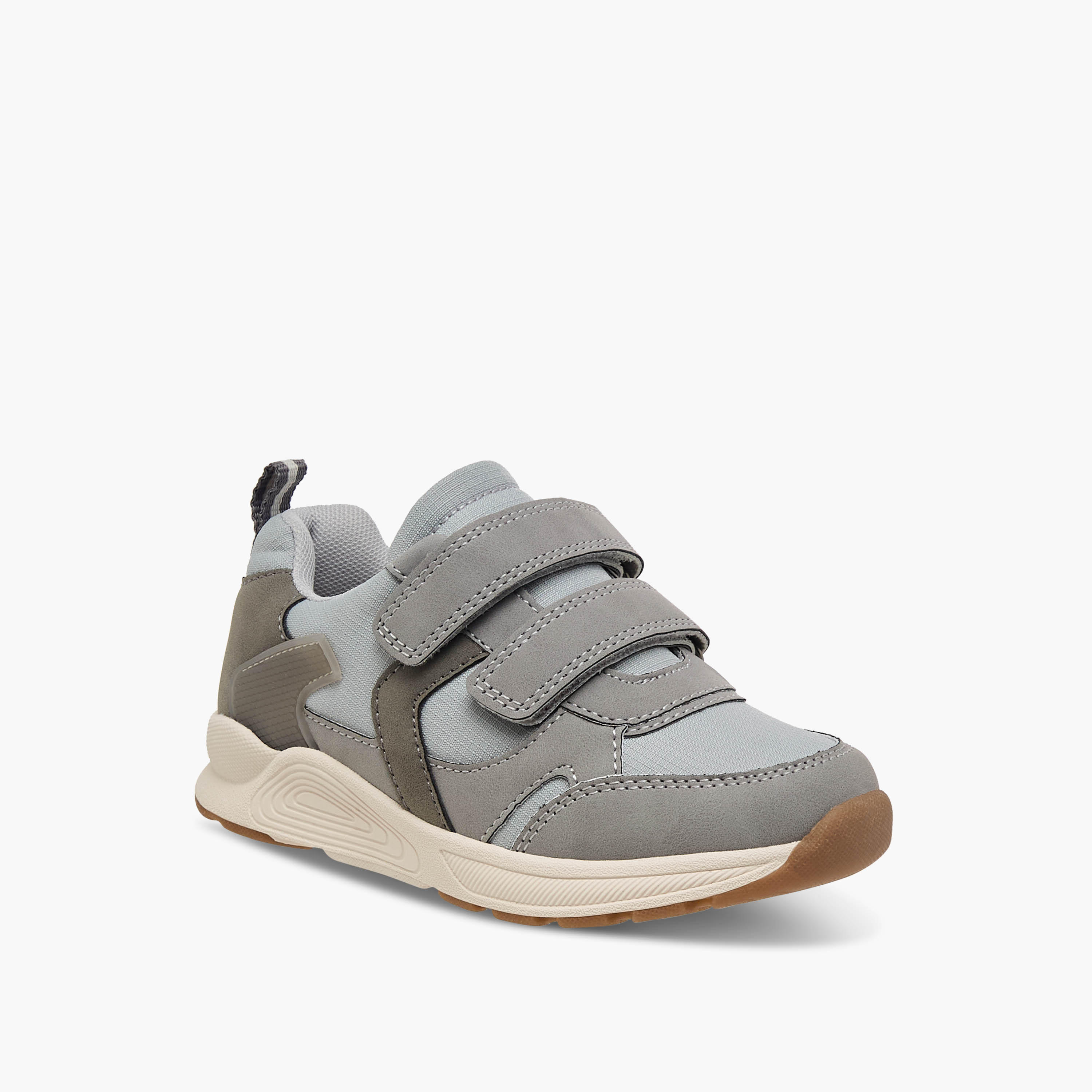 Juniors Kids Panelled Sneakers with Hook and Loop Closure-boys-shoes-schoolshoes-image-2