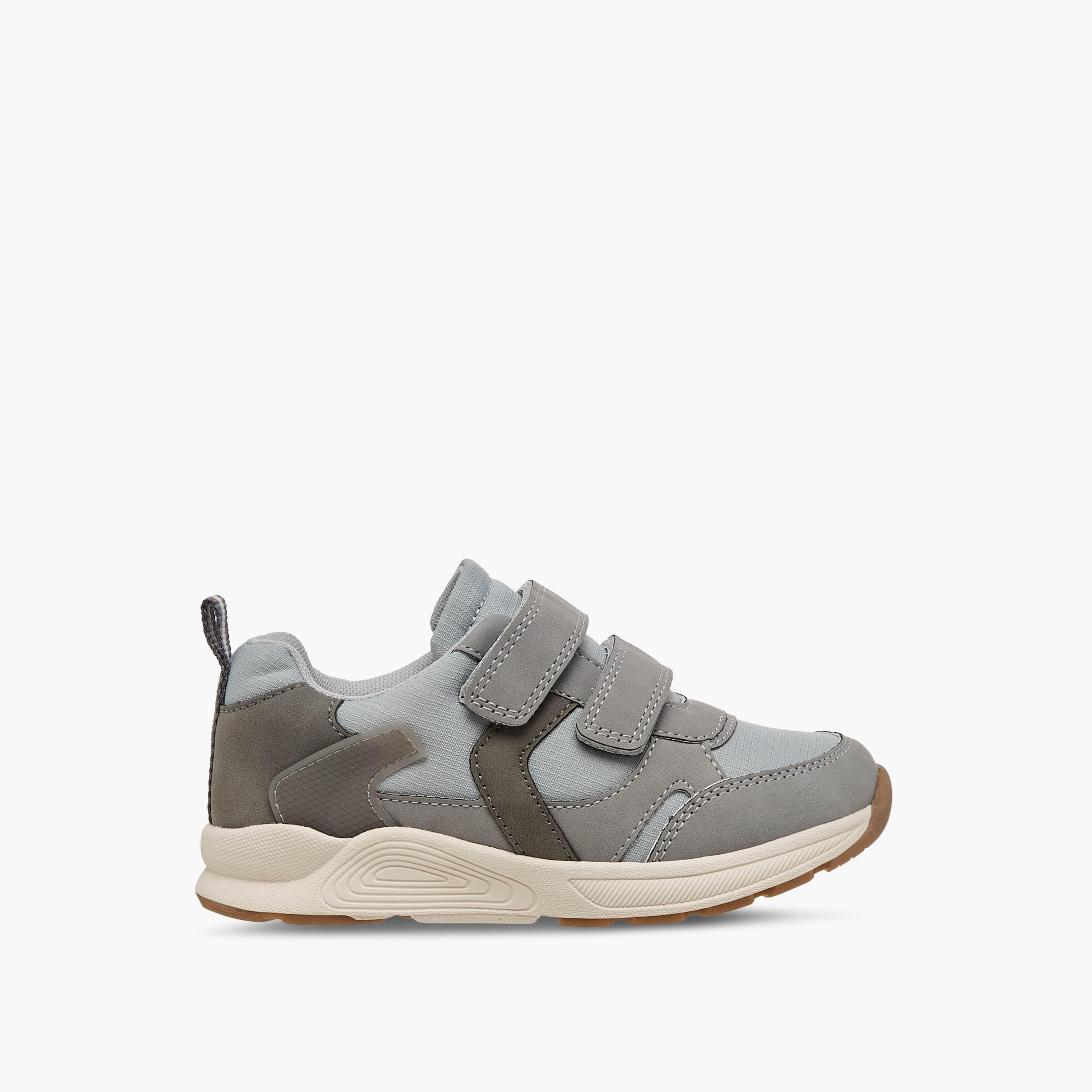 Juniors Kids Panelled Sneakers with Hook and Loop Closure-boys-shoes-schoolshoes-image-3