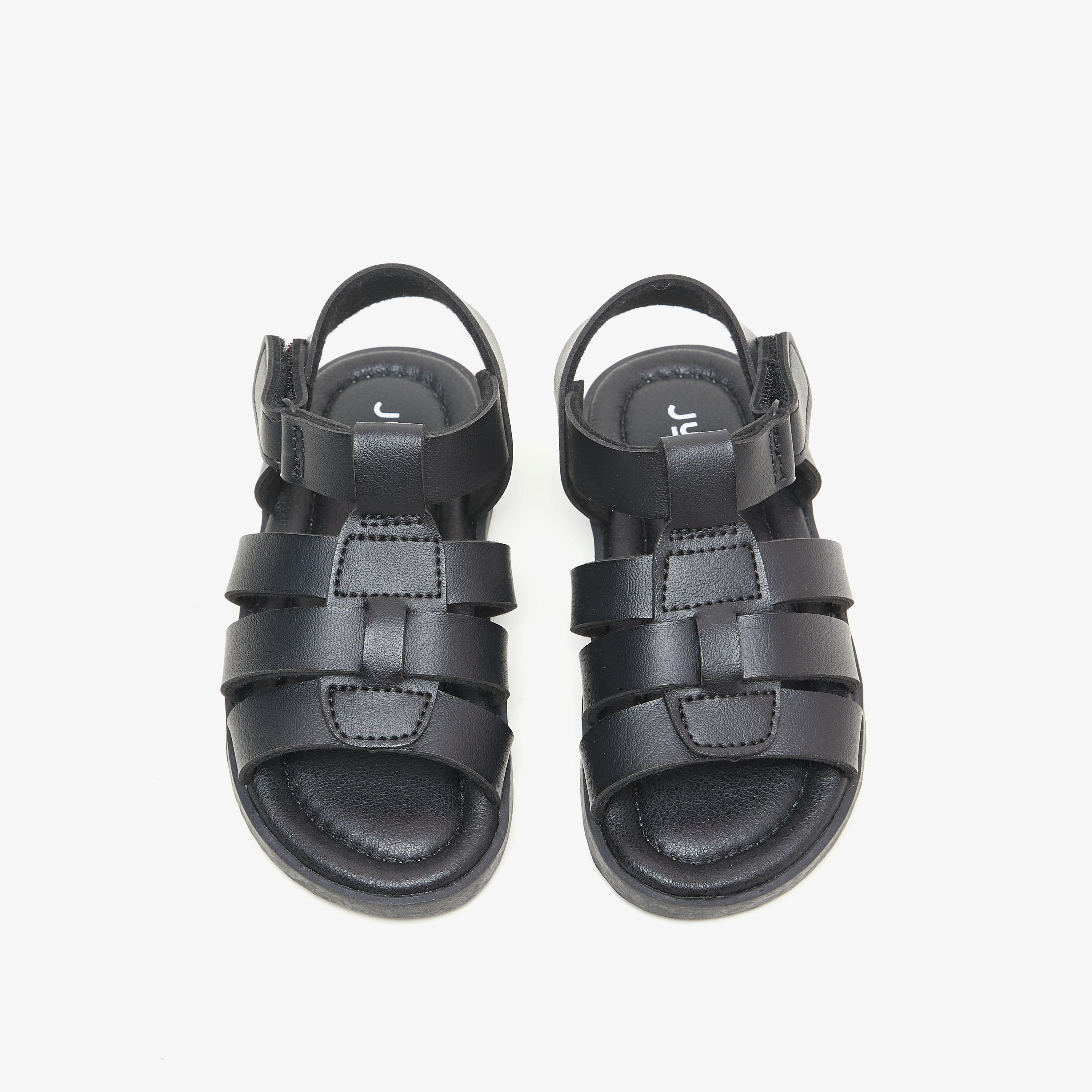 Juniors Solid Open Toe Sandals with Hook and Loop Closure-boys-shoes-sandals-image-3