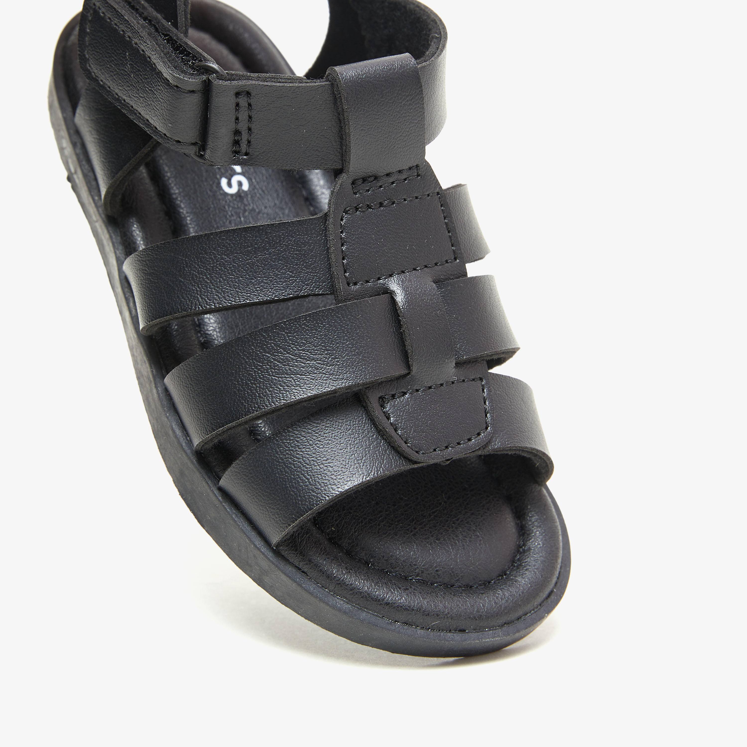Juniors Solid Open Toe Sandals with Hook and Loop Closure-boys-shoes-sandals-image-4