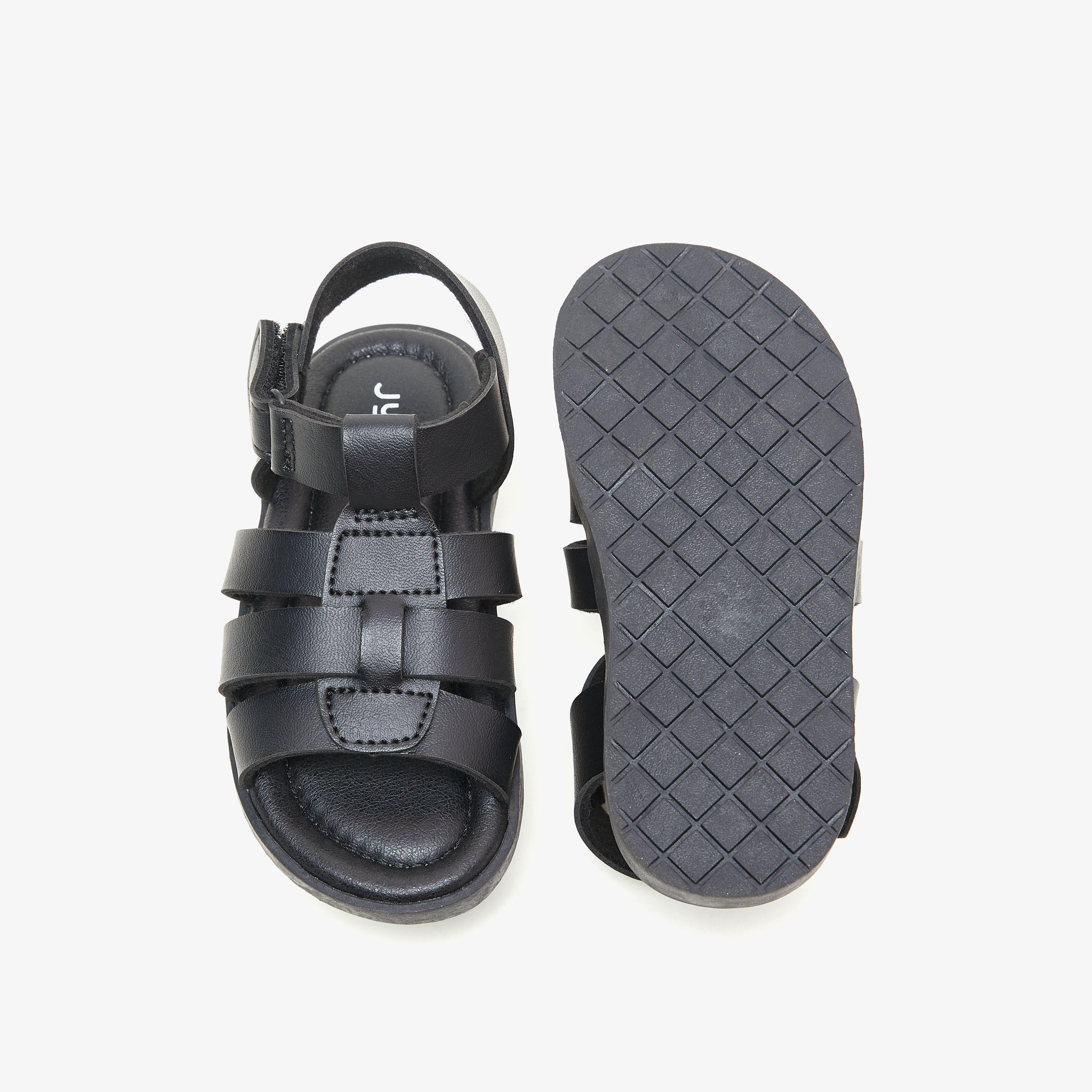 Juniors Solid Open Toe Sandals with Hook and Loop Closure-boys-shoes-sandals-image-5