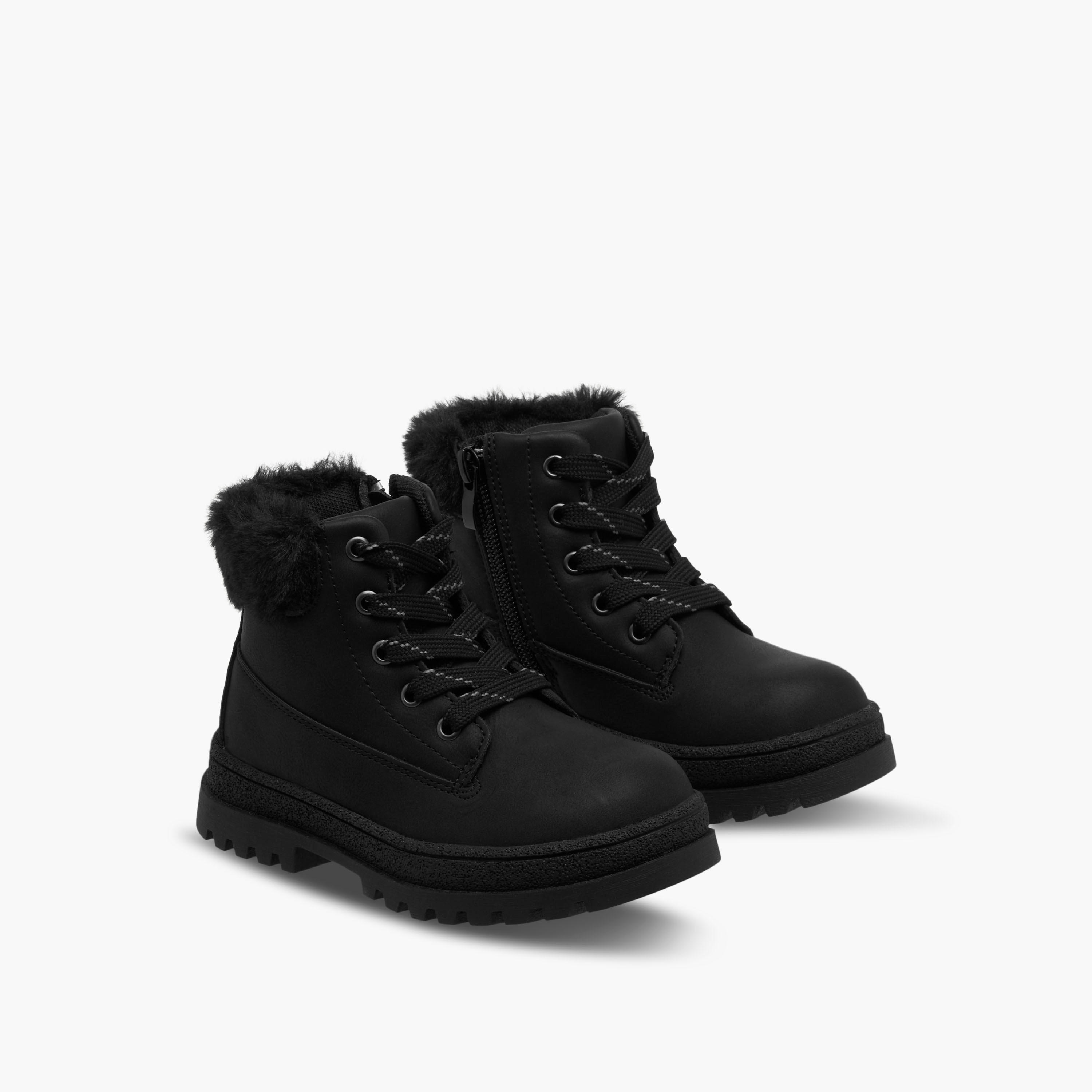 Flora Bella Girls Faux Fur Detail High Cut Boots-girls-shoes-boots-image-1