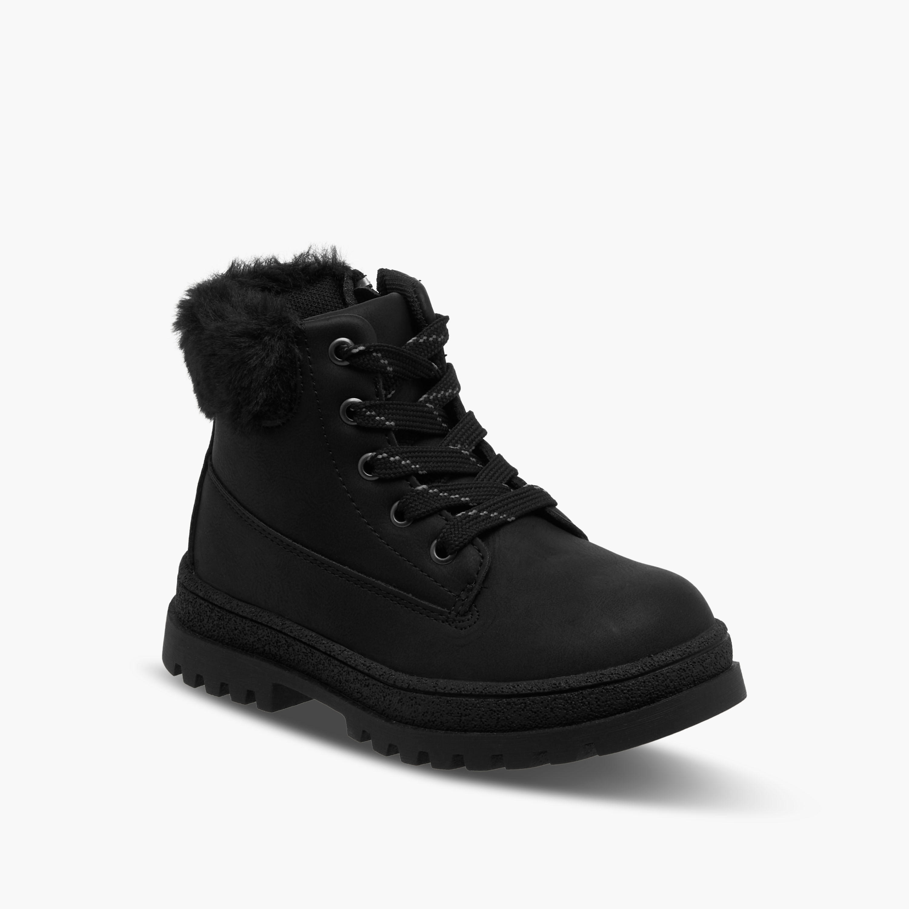 Flora Bella Girls Faux Fur Detail High Cut Boots-girls-shoes-boots-image-2