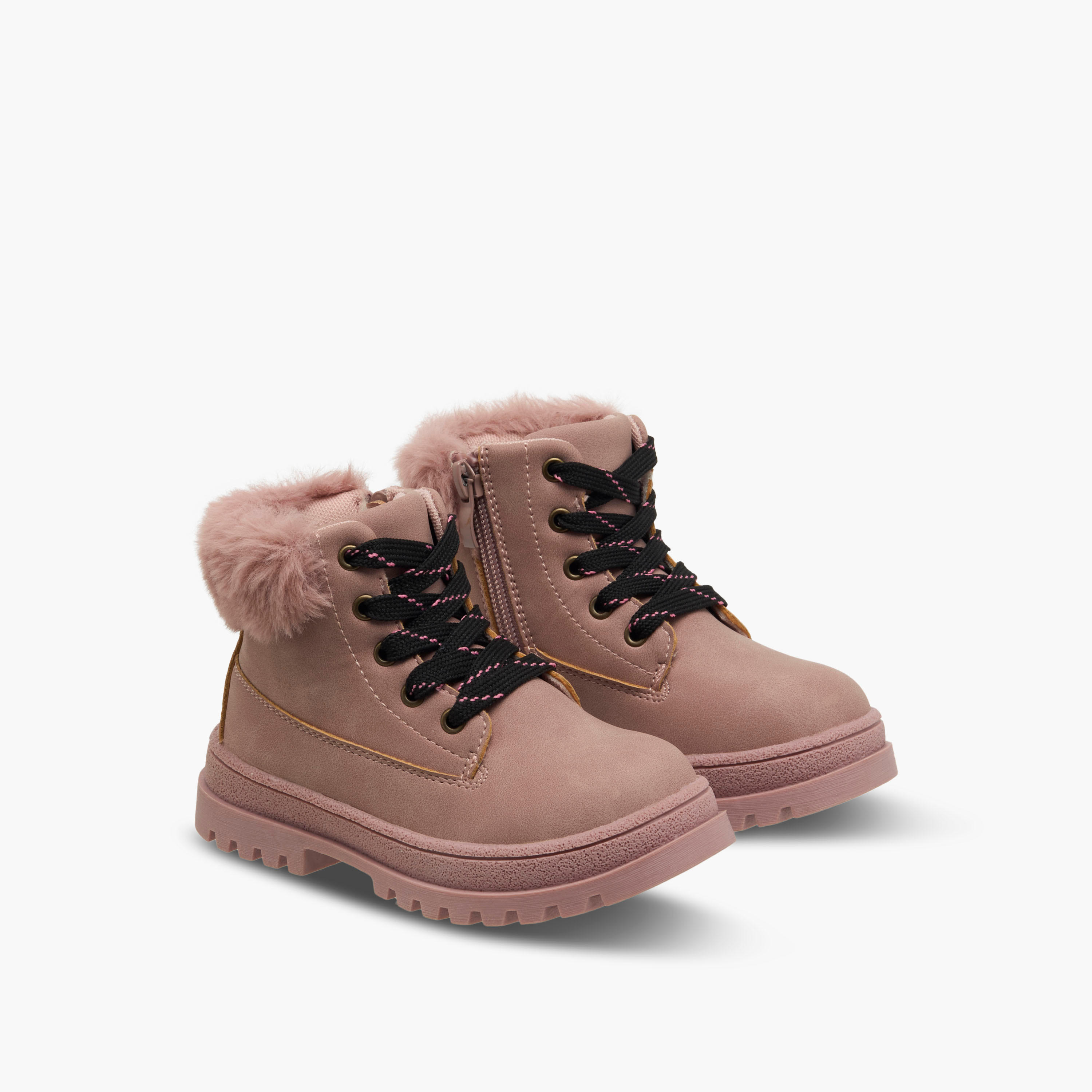 بوت بقصة عالية وتفاصيل فرو صناعي للبنات من فلورا بيلا-girls-shoes-boots-image-1