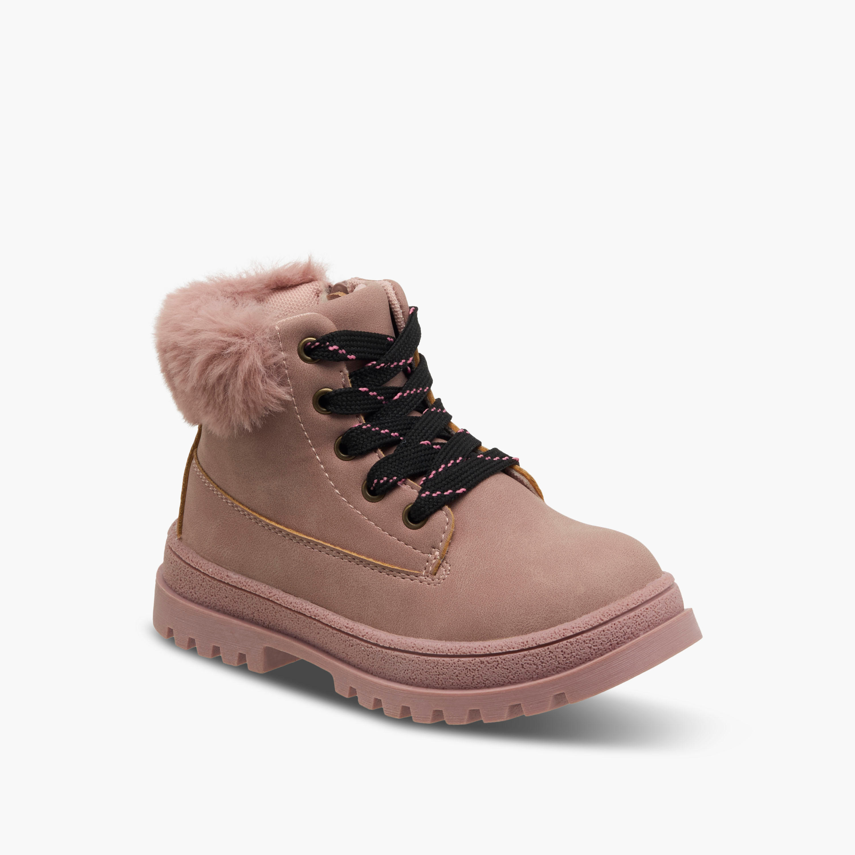 بوت بقصة عالية وتفاصيل فرو صناعي للبنات من فلورا بيلا-girls-shoes-boots-image-2