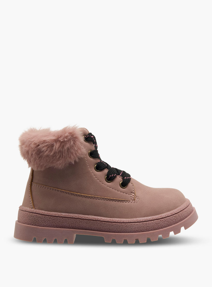 بوت بقصة عالية وتفاصيل فرو صناعي للبنات من فلورا بيلا-girls-shoes-boots-image-3