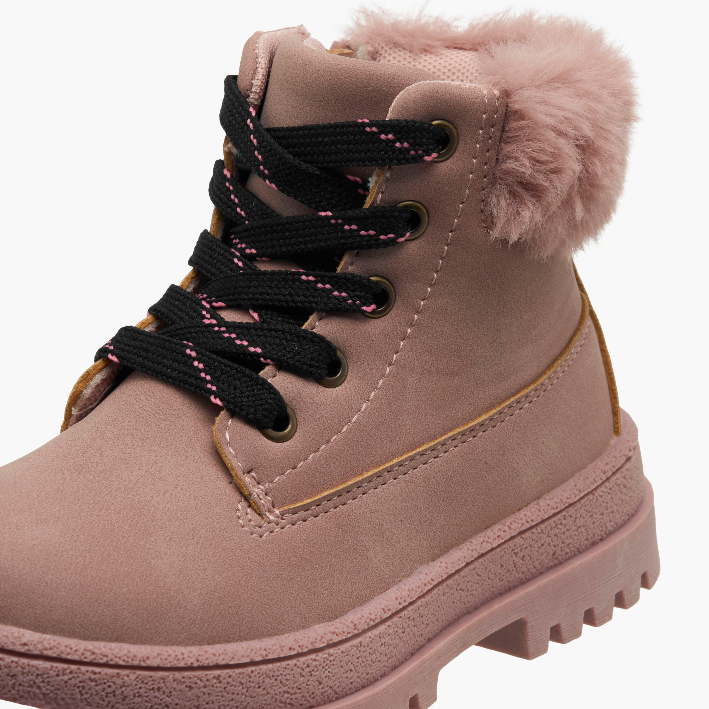 بوت بقصة عالية وتفاصيل فرو صناعي للبنات من فلورا بيلا-girls-shoes-boots-image-4