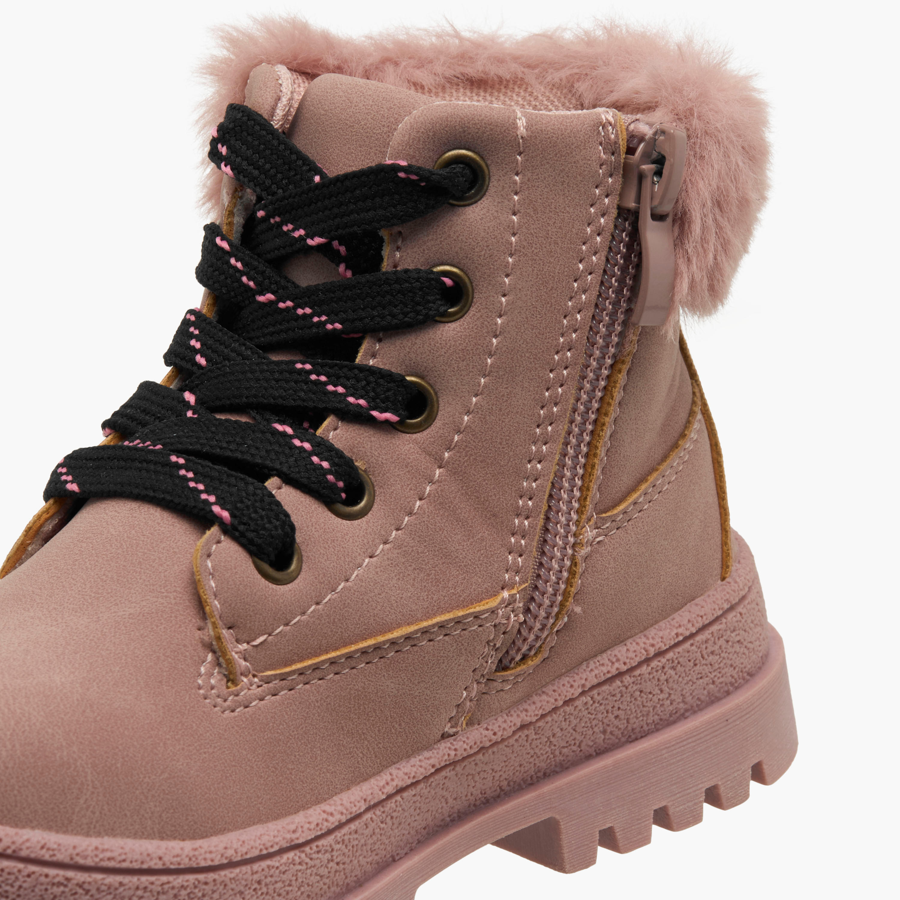 بوت بقصة عالية وتفاصيل فرو صناعي للبنات من فلورا بيلا-girls-shoes-boots-image-6