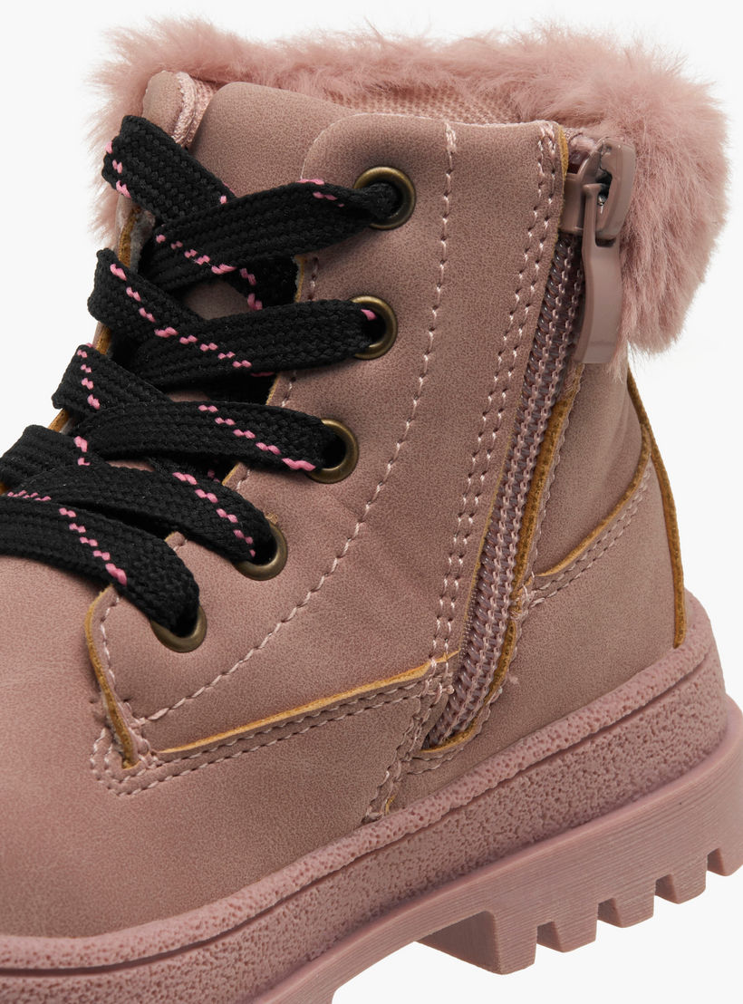 بوت بقصة عالية وتفاصيل فرو صناعي للبنات من فلورا بيلا-girls-shoes-boots-image-6