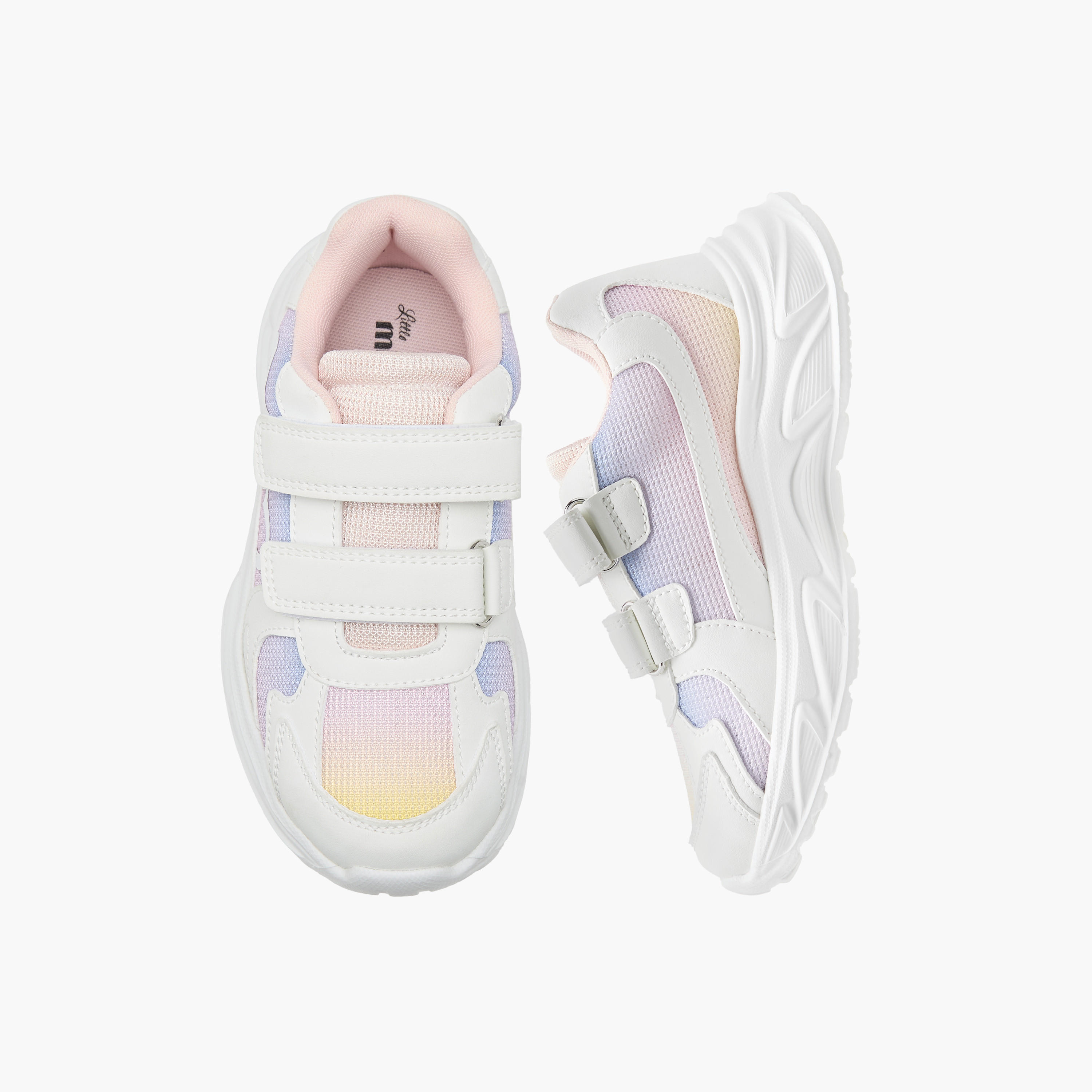 Little Missy Panelled Sneakers with Hook and Loop Closure-girls-shoes-sneakers-image-1