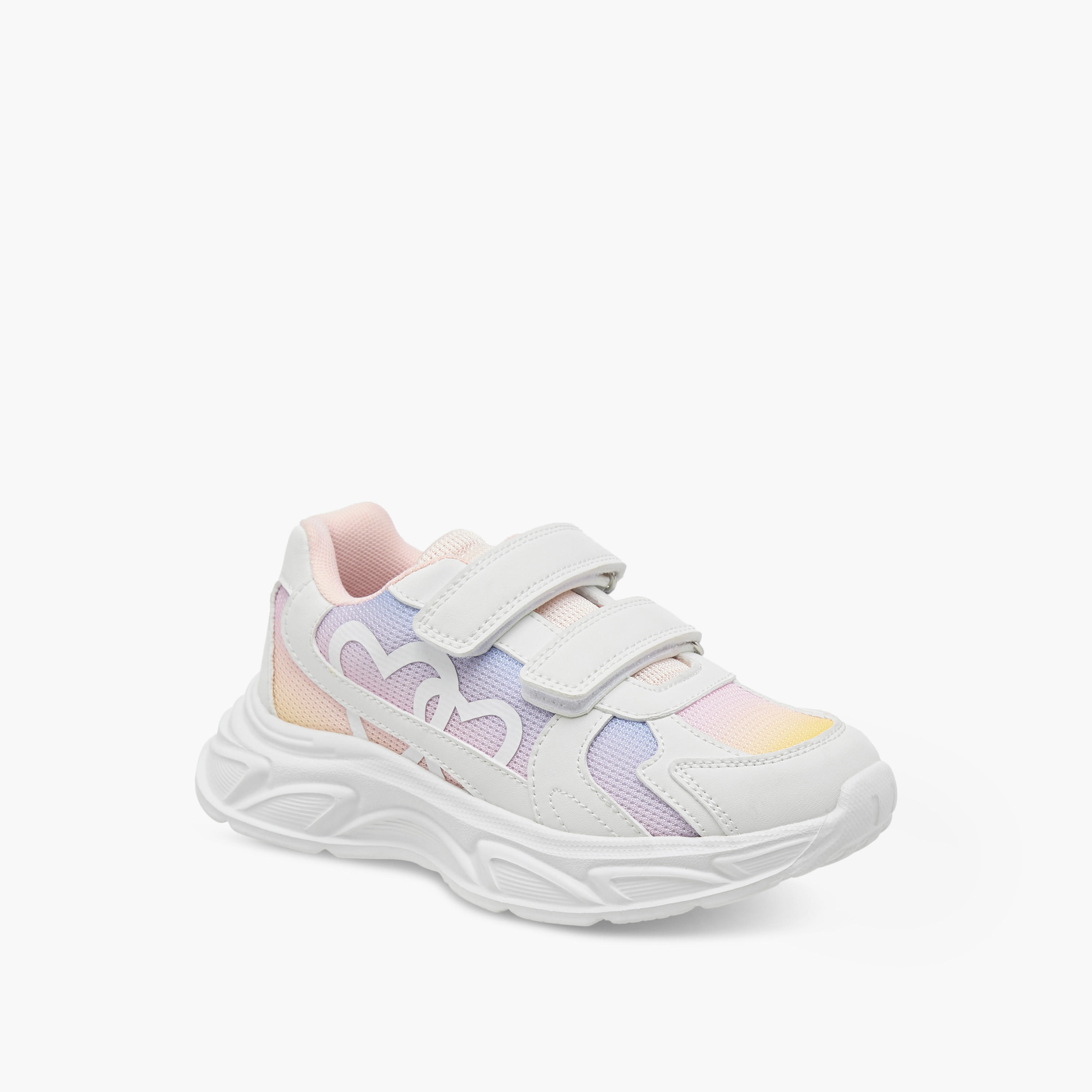 Little Missy Panelled Sneakers with Hook and Loop Closure-girls-shoes-sneakers-image-2