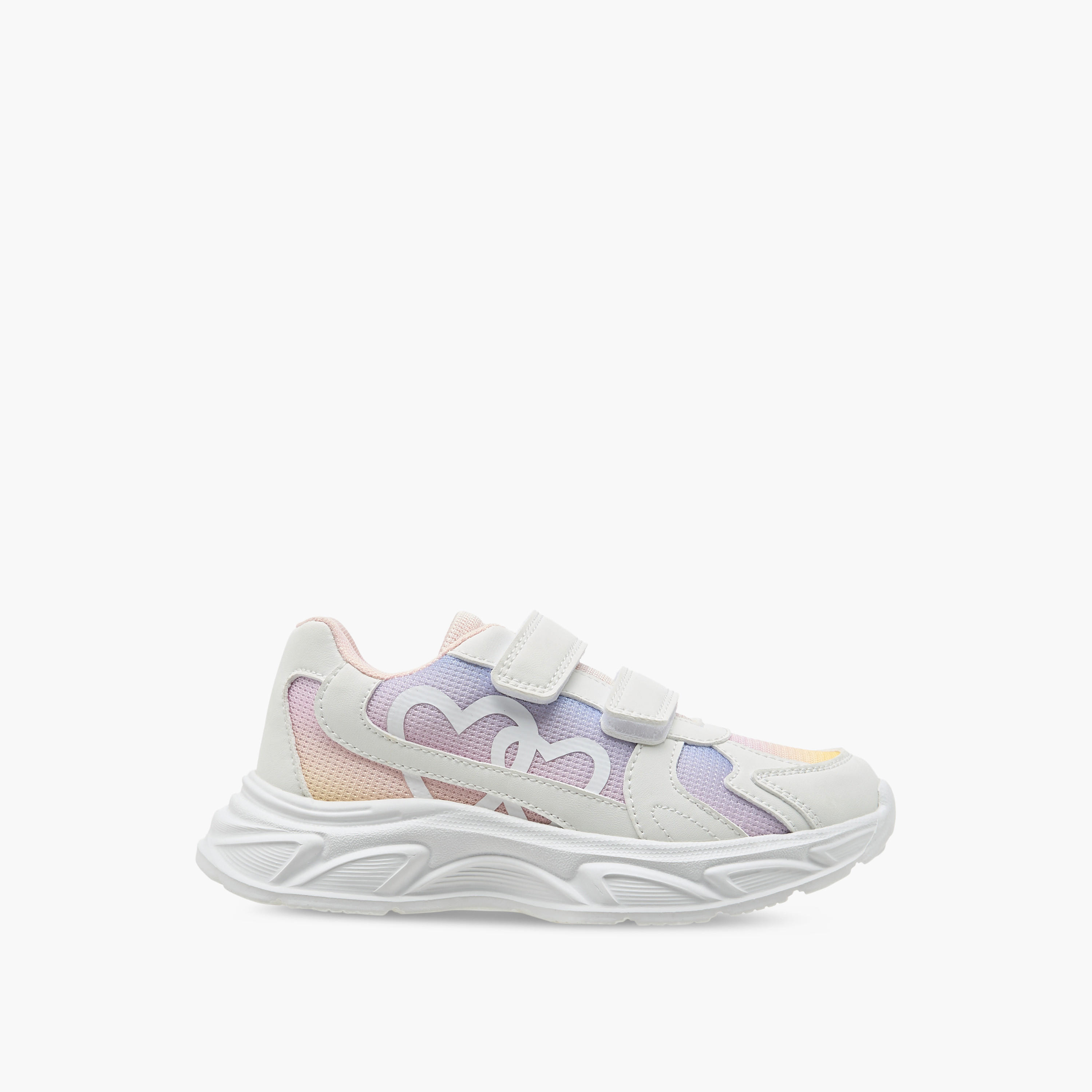 Little Missy Panelled Sneakers with Hook and Loop Closure-girls-shoes-sneakers-image-3