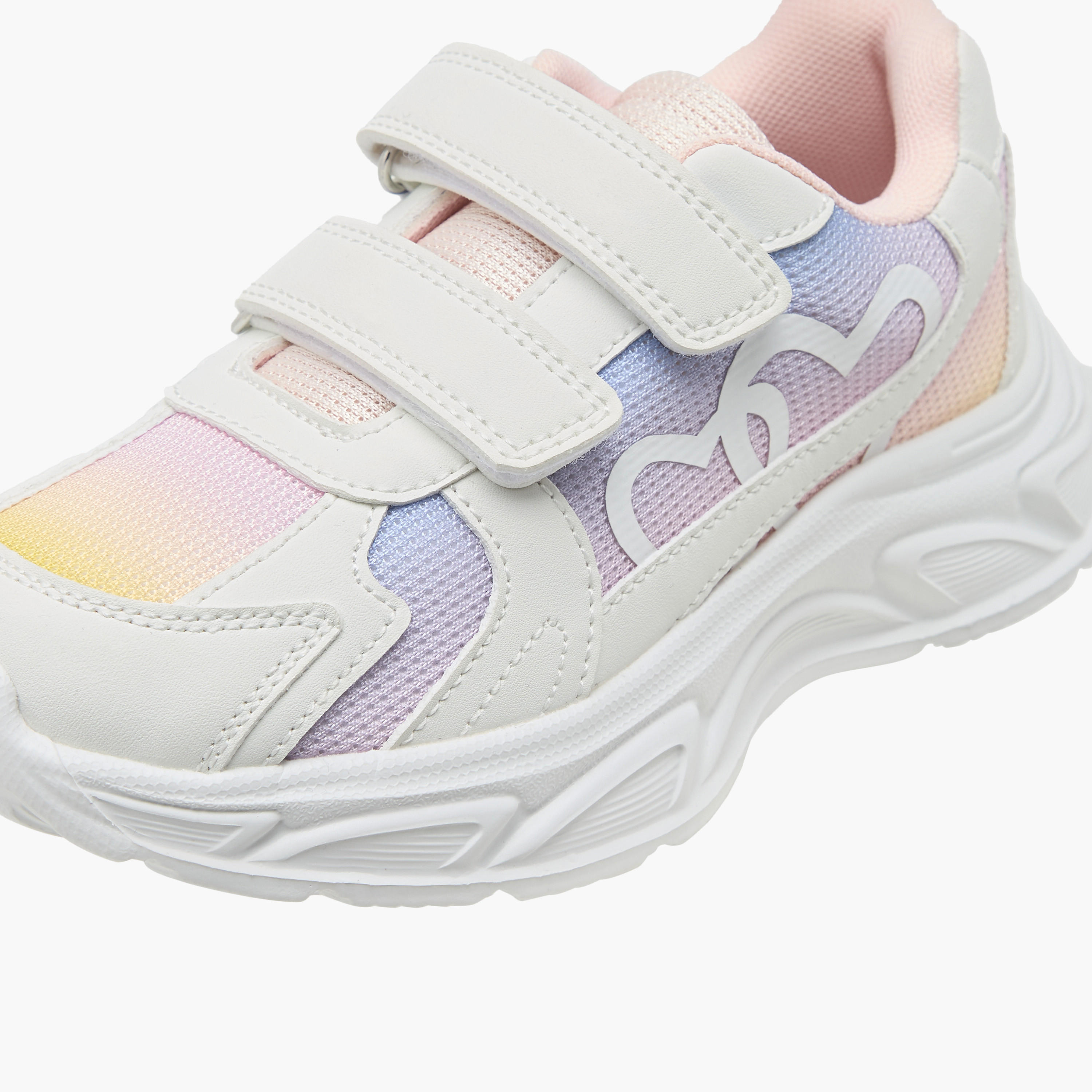 Little Missy Panelled Sneakers with Hook and Loop Closure-girls-shoes-sneakers-image-4