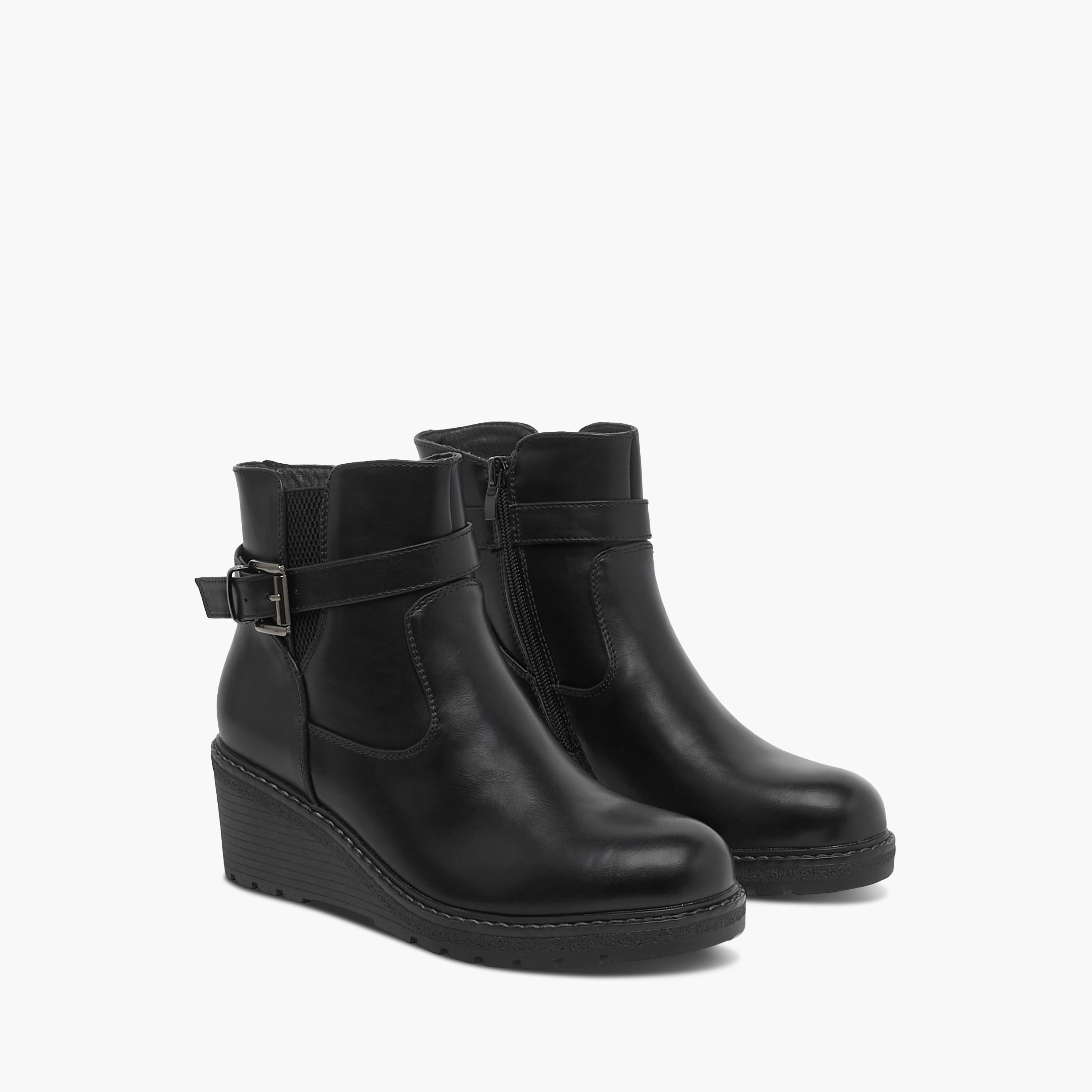 Celeste Women's Ankle Boots with Buckle Closure and Wedge Heel-women-shoes-boots-image-1
