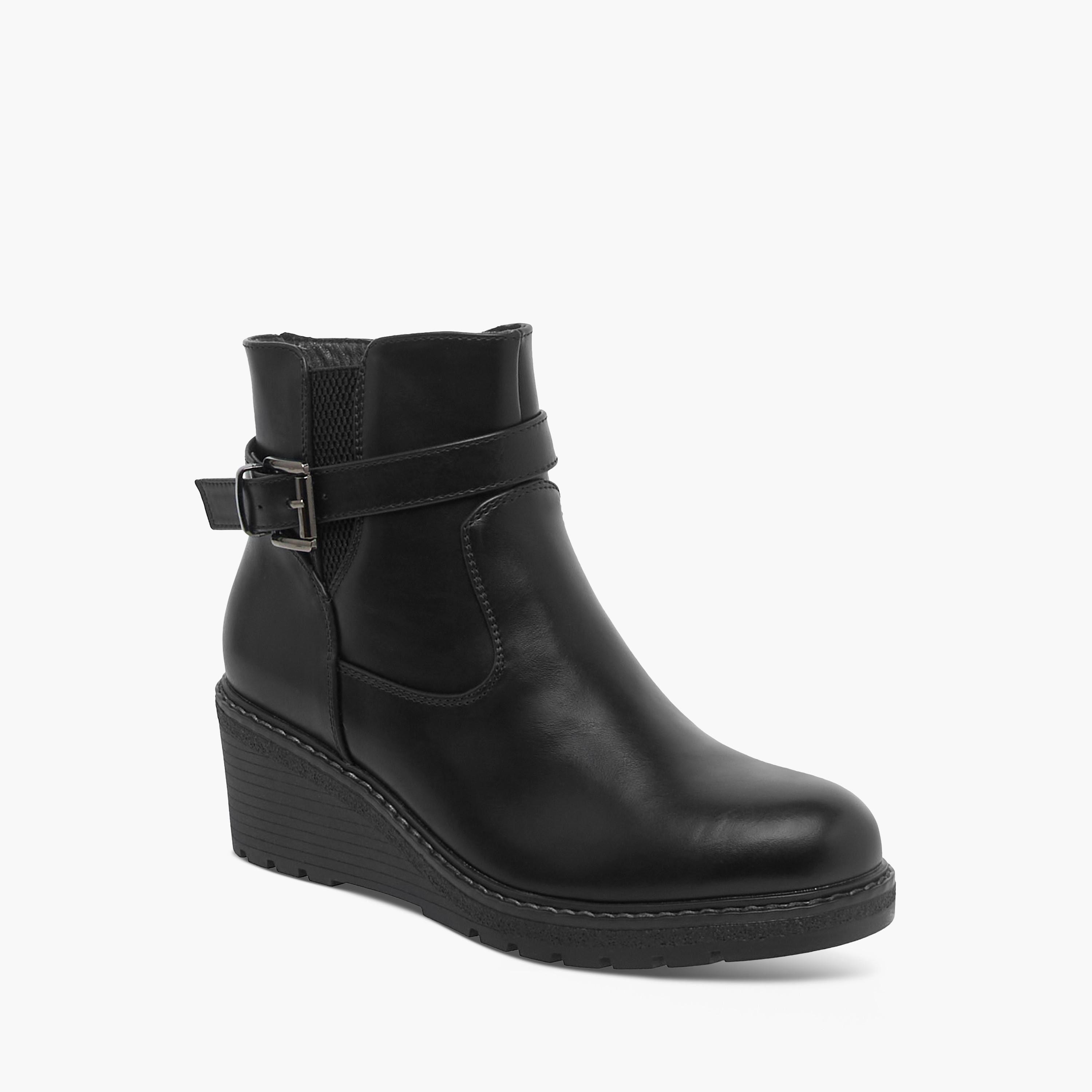 Celeste Women's Ankle Boots with Buckle Closure and Wedge Heel-women-shoes-boots-image-2