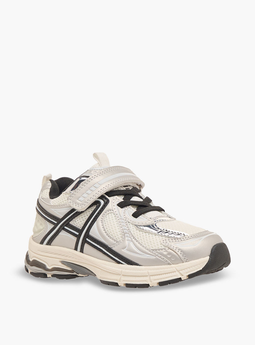 Juniors Panelled Sneakers with Hook and Loop Closure-girls-shoes-sneakers-image-2