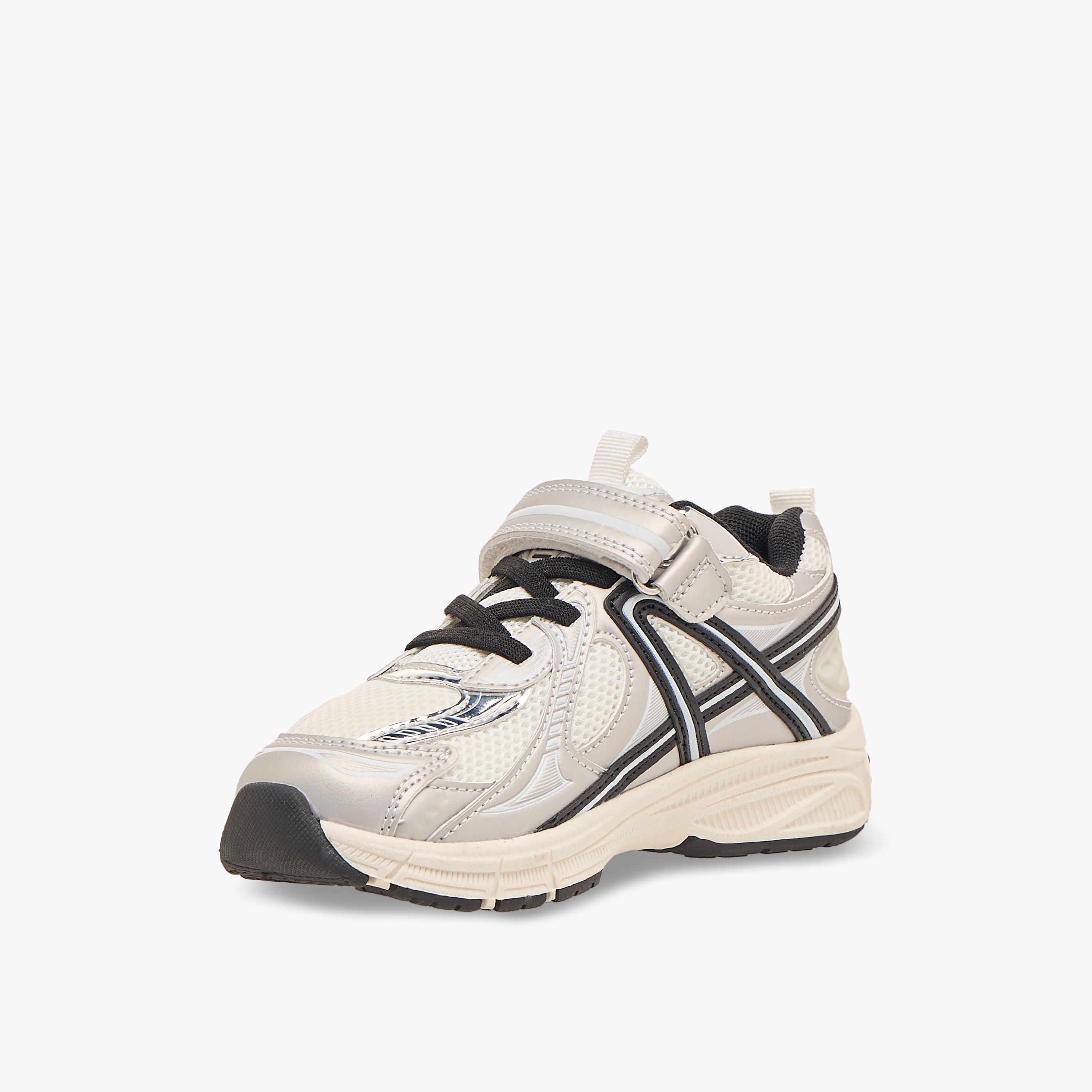 Juniors Panelled Sneakers with Hook and Loop Closure-girls-shoes-sneakers-image-4