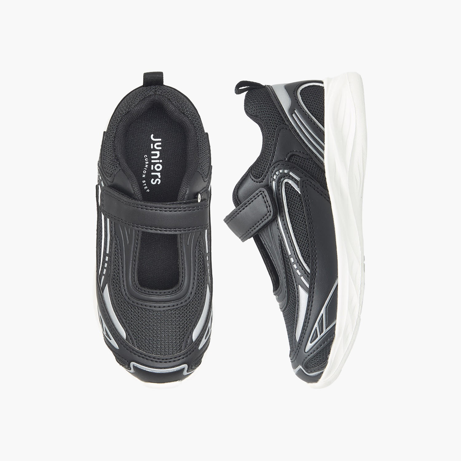 حذاء سنيكرز طول الكاحل بألواح وشريط إغلاق للبنات من جونيورز-girls-shoes-sneakers-image-1