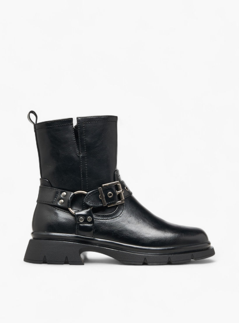 Celeste Women's Buckle Accent Ankle Boots with Block Heels and Zip Closure-women-shoes-boots-image-3