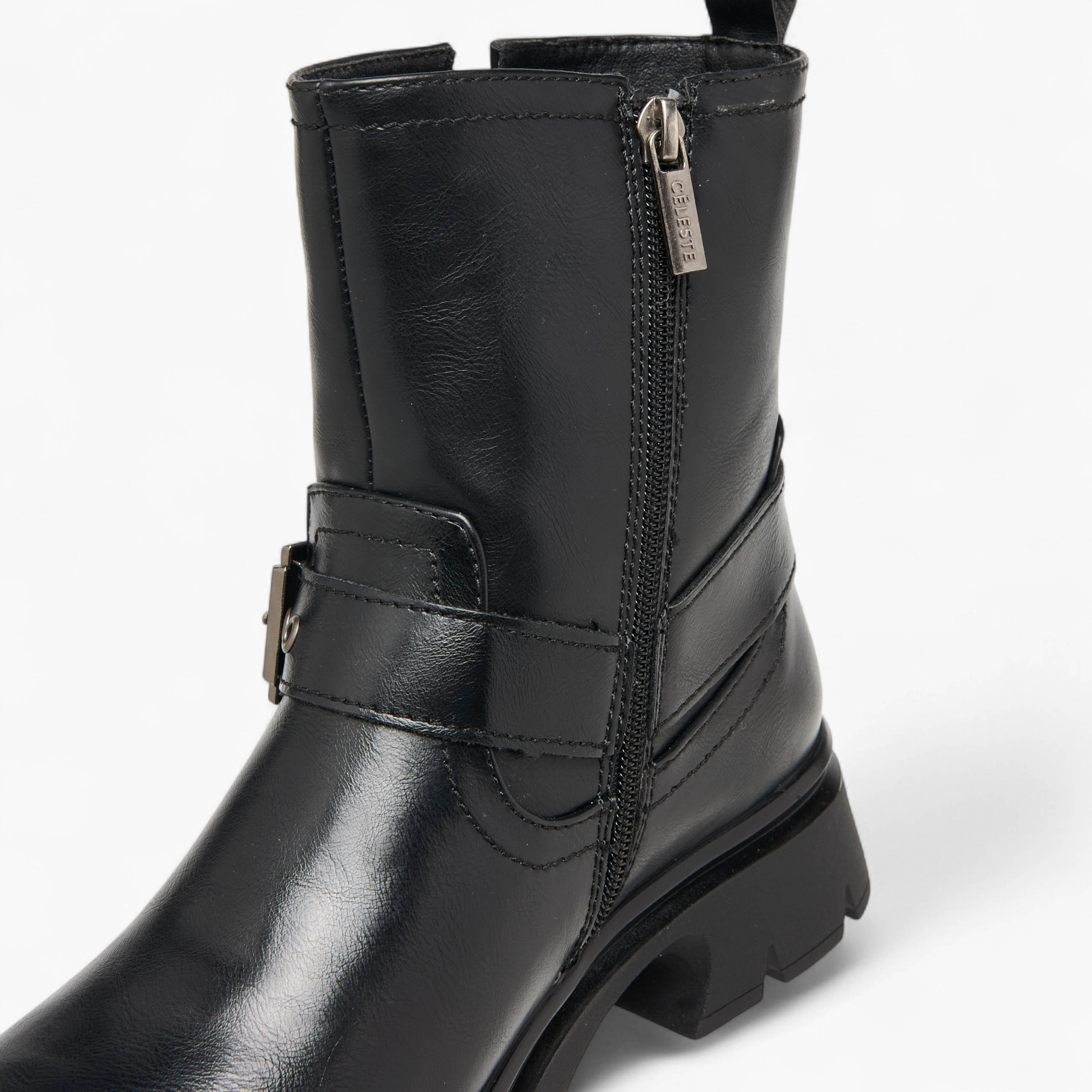 Celeste Women's Buckle Accent Ankle Boots with Block Heels and Zip Closure-women-shoes-boots-image-5