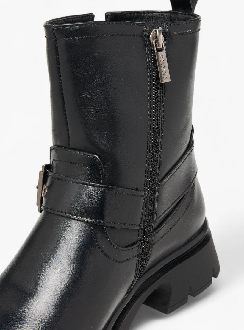 Celeste Women's Buckle Accent Ankle Boots with Block Heels and Zip Closure-women-shoes-boots-image-5
