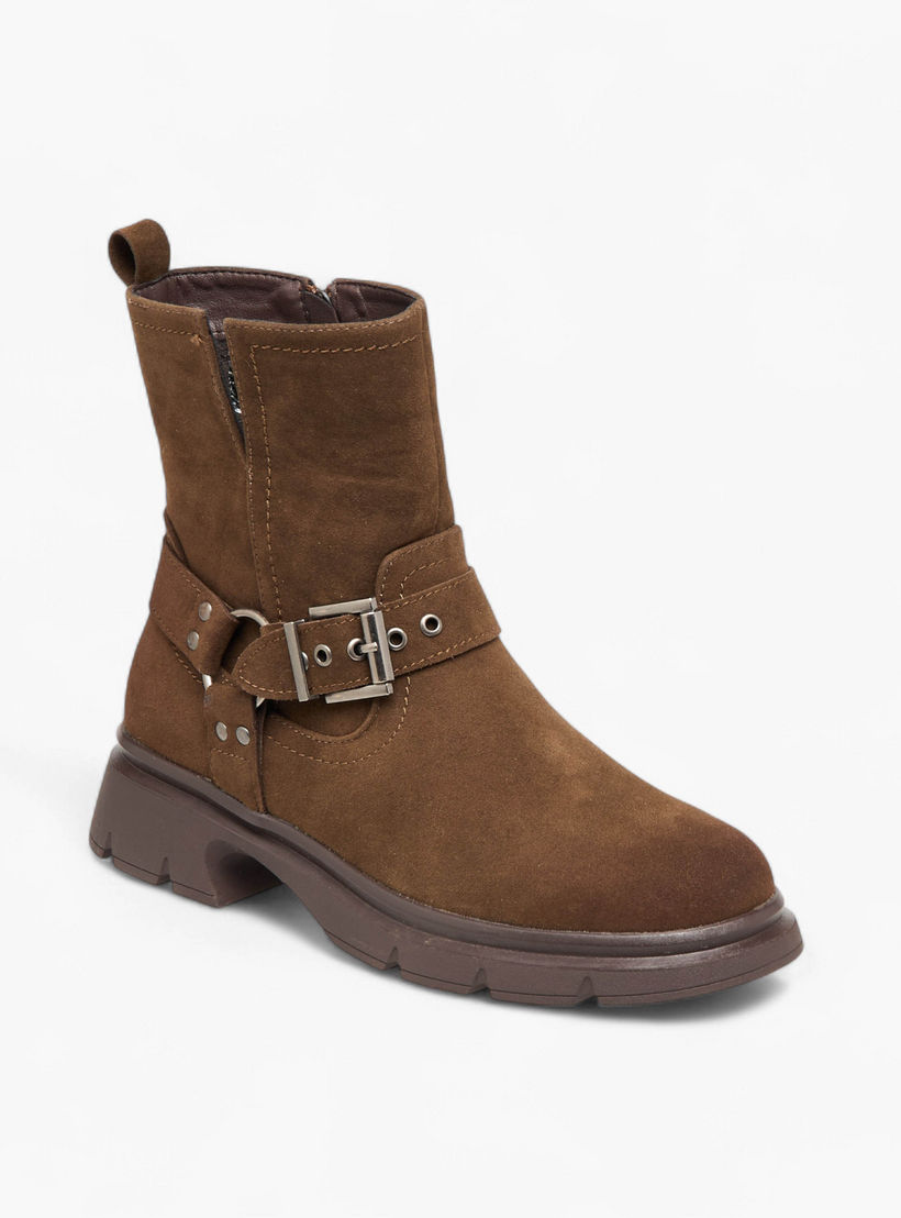 Celeste Women's Buckle Accent Ankle Boots with Block Heels and Zip Closure-women-shoes-boots-image-2