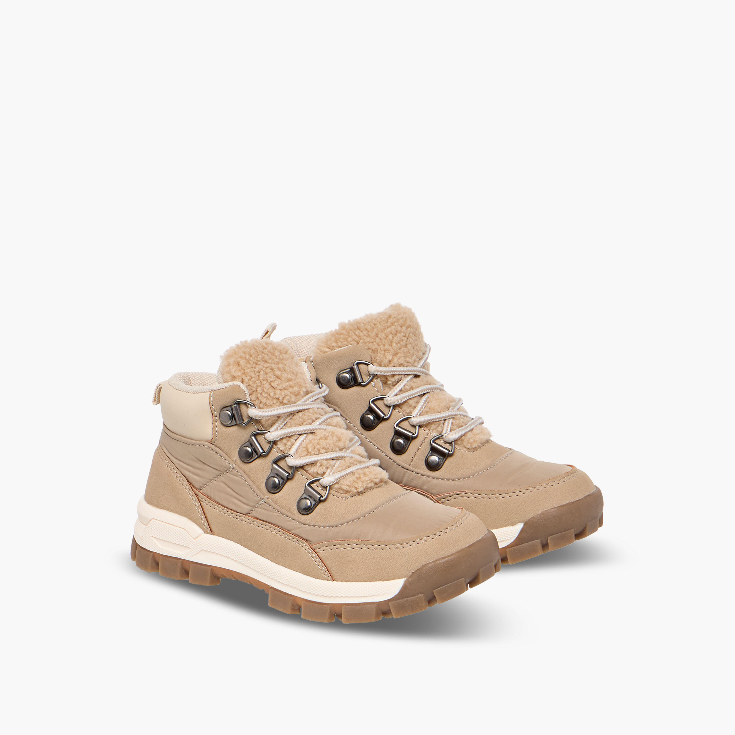 Juniors Boys Panelled High Cut Boots with Lace-Up Closure-boys-shoes-boots-image-1