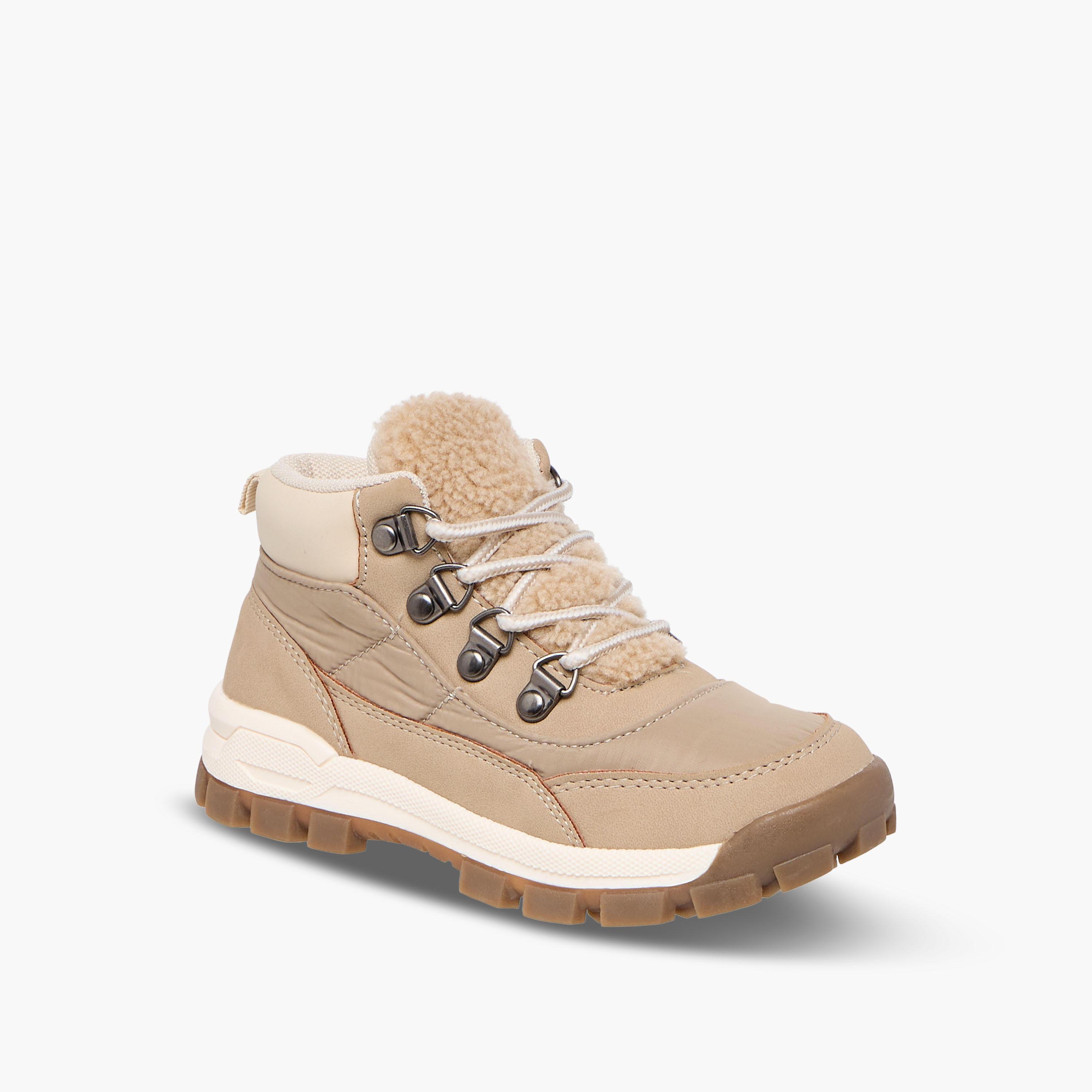 Juniors Boys Panelled High Cut Boots with Lace-Up Closure-boys-shoes-boots-image-2