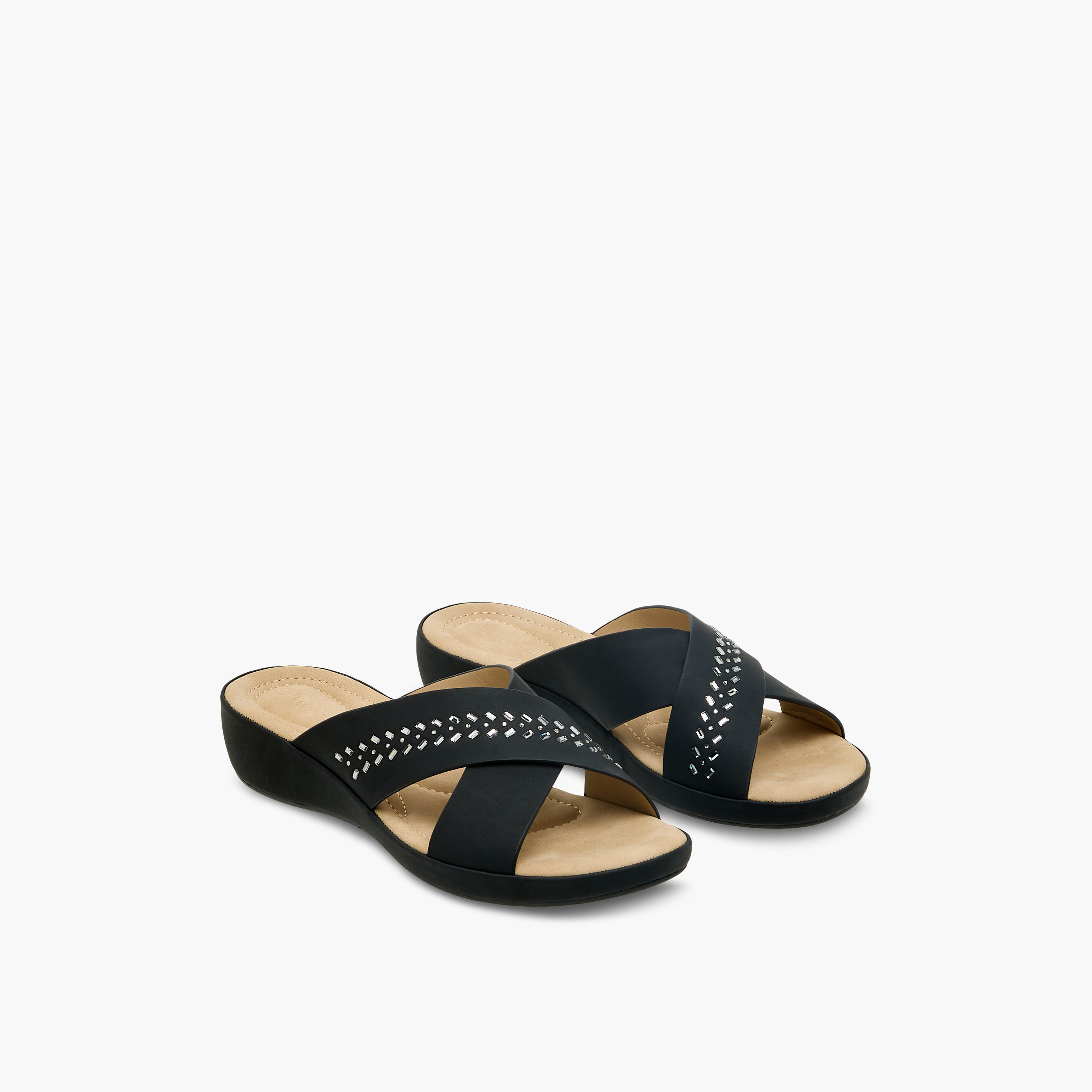 Le Confort Women Embellished Cross Strap Sandals-women-shoes-flats-sandals-image-1
