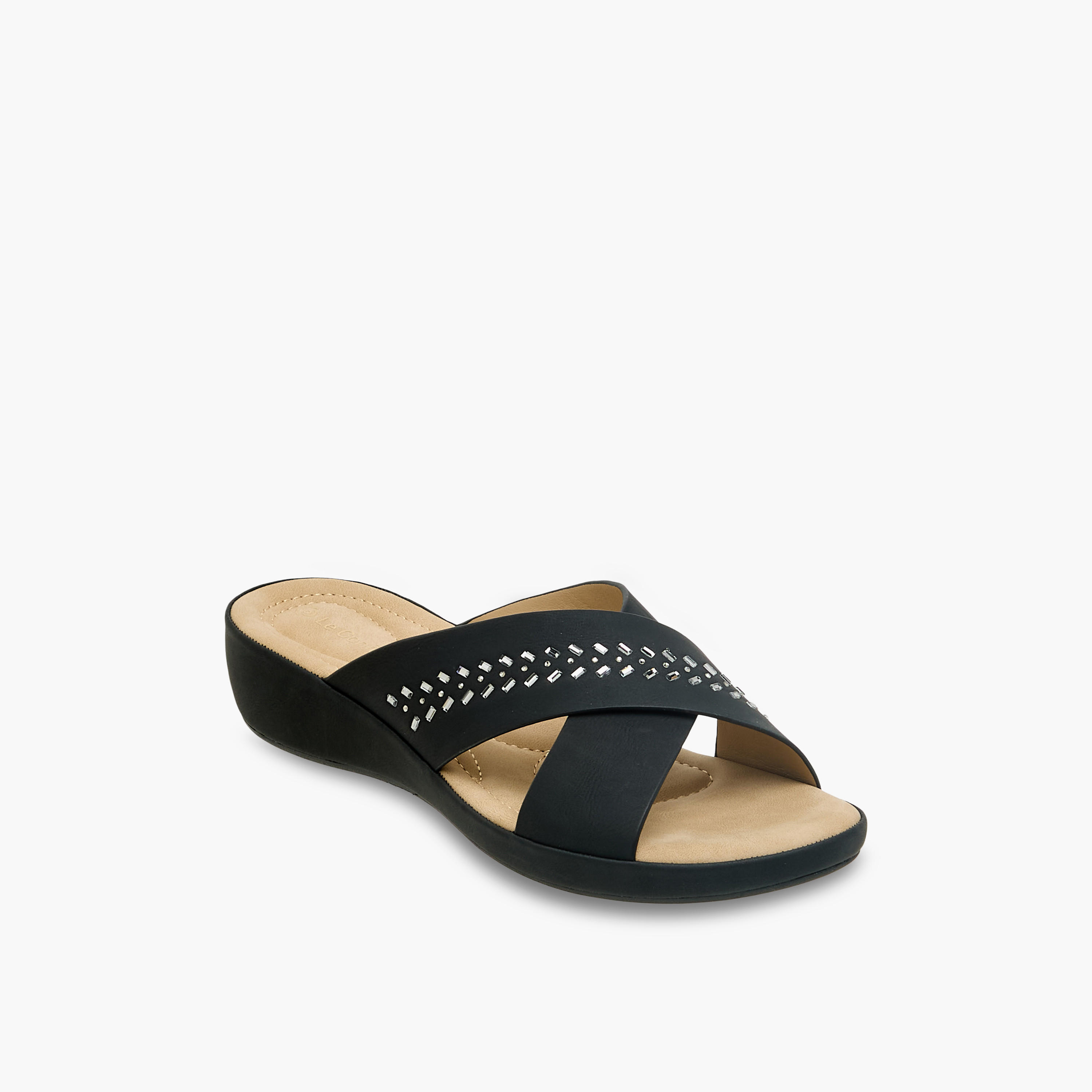 Le Confort Women Embellished Cross Strap Sandals-women-shoes-flats-sandals-image-2