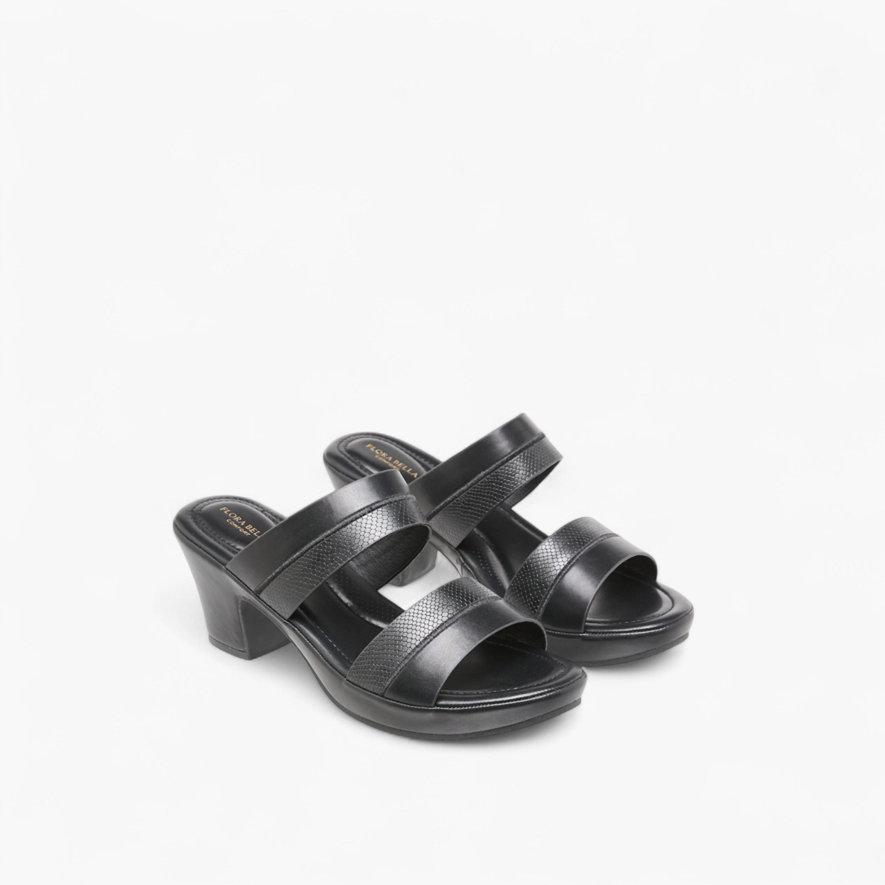 صندل سهل الارتداء بكعب عريض بارز الملمس من فلورا بيلا-women-shoes-sandals-heeled-image-1