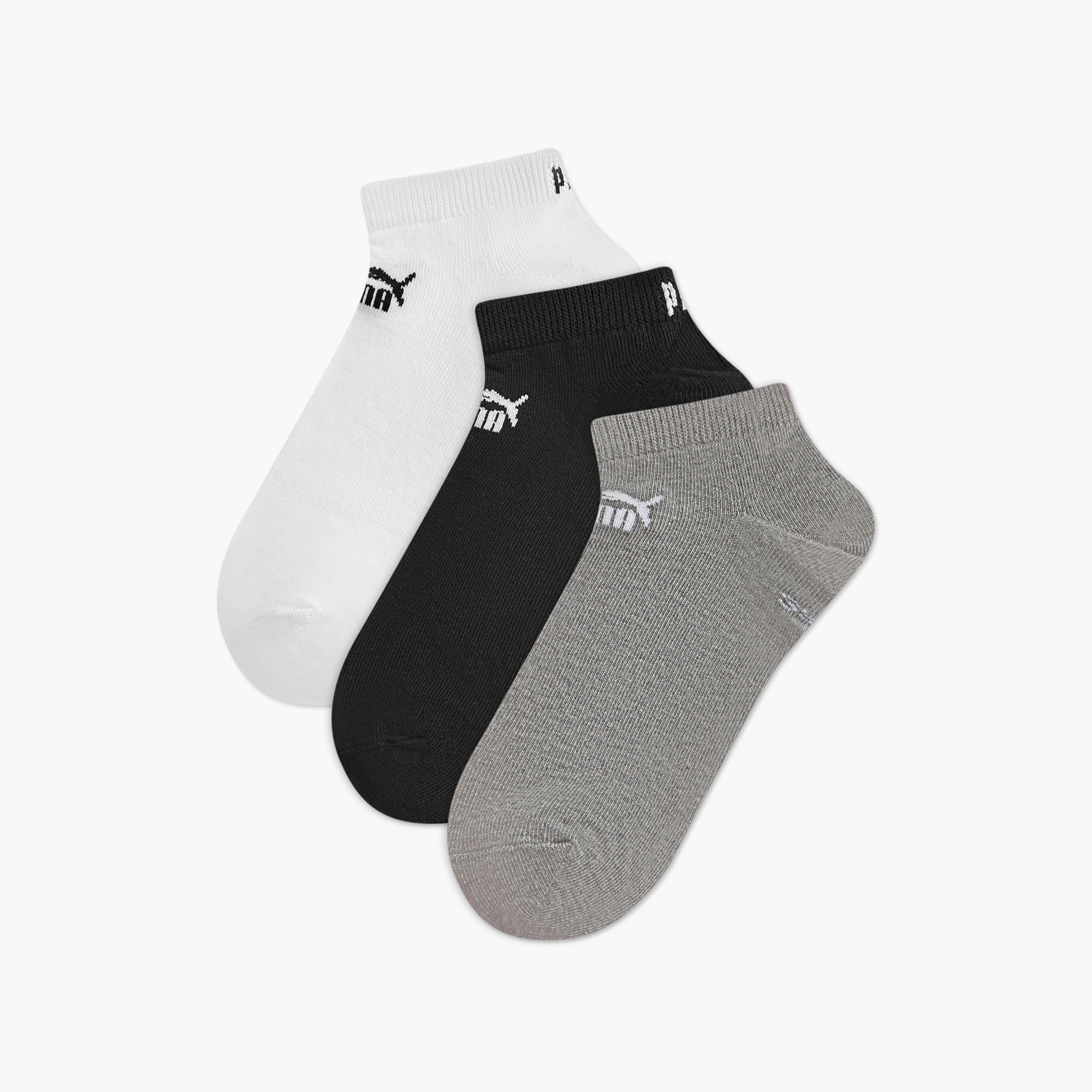 طقم جوارب 3 أزواج بطول الكاحل وبطبعات شعار من بوما-men-socks-image-1