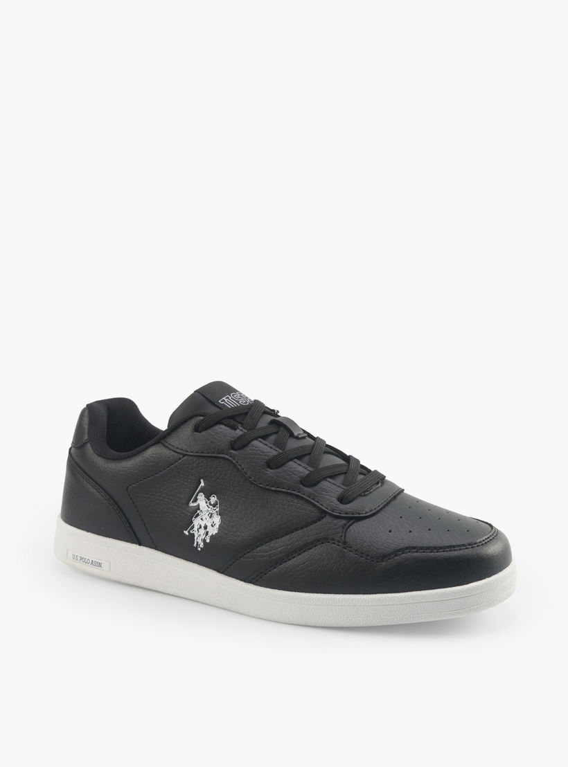 حذاء سنيكرز كاحل برباط وطبعات شعار للنساء من يو أس بولو أسن-women-shoes-sneakers-image-1