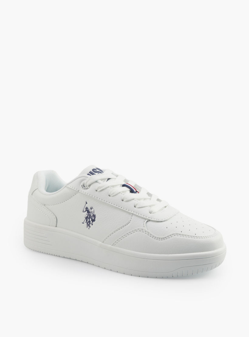 حذاء سنيكرز كاحل برباط وشعار للنساء من يو أس بولو أسن-women-shoes-sneakers-image-1