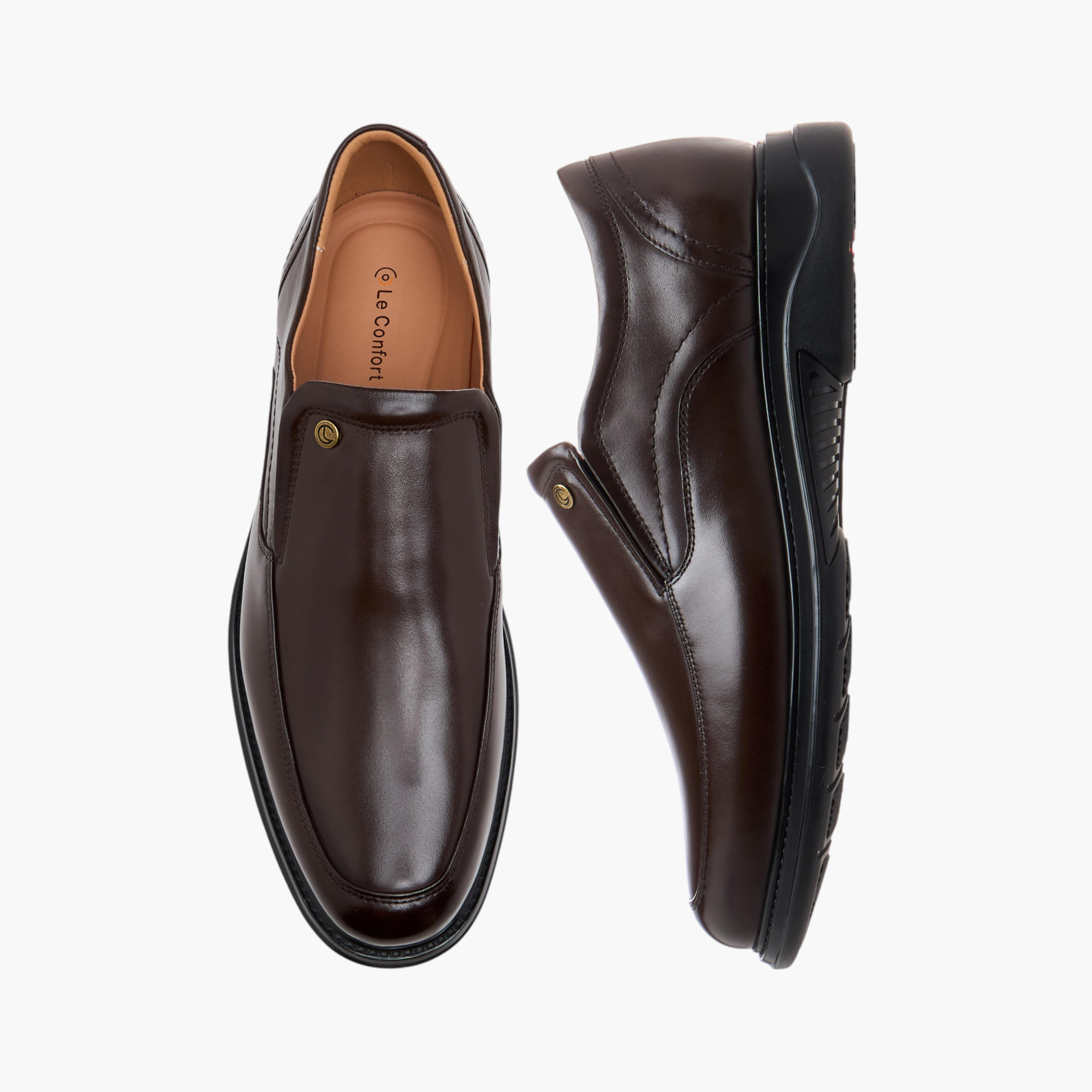 Le Confort Leather Solid Slip-On Loafers-men-shoes-formalshoes-image-1